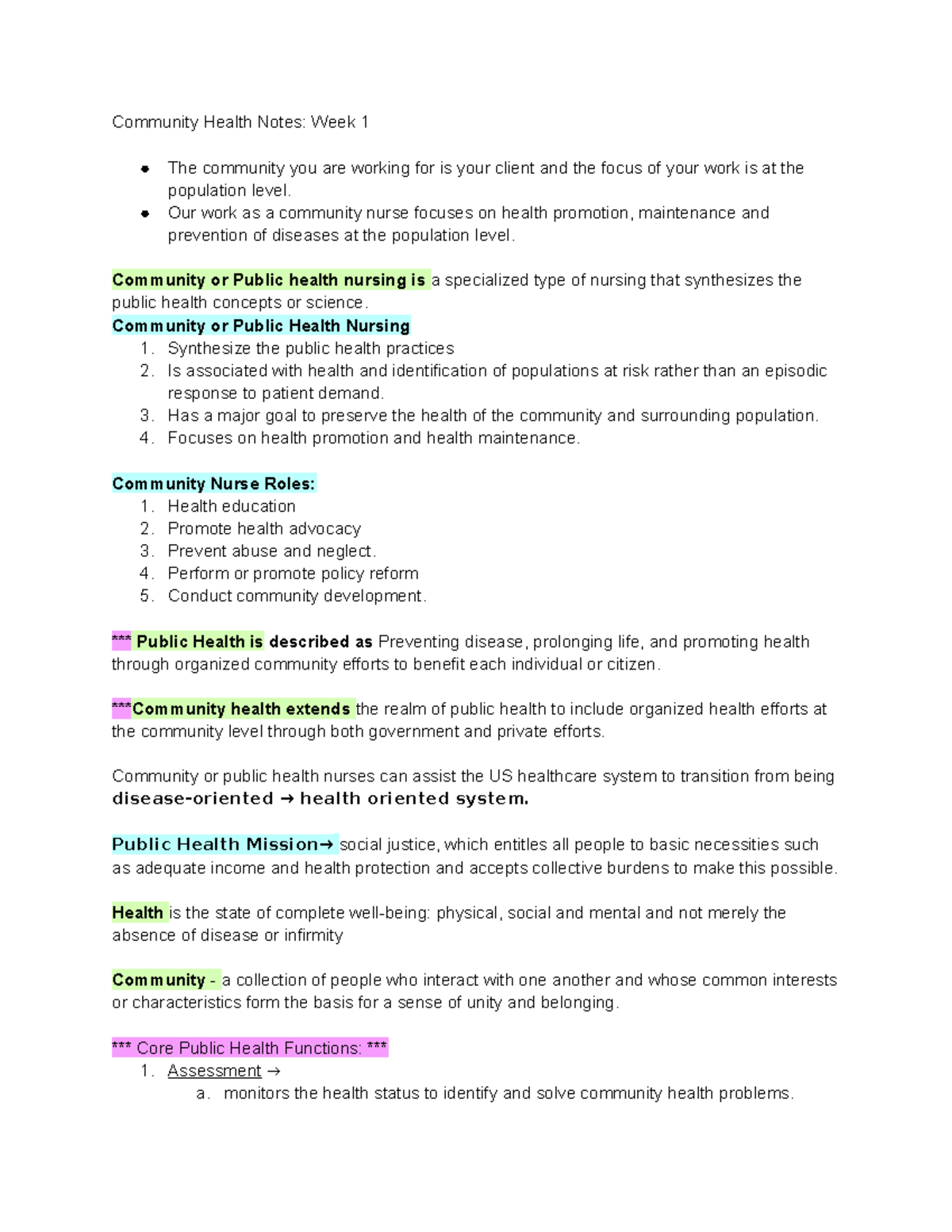 Community Health Notes - Our work as a community nurse focuses on ...