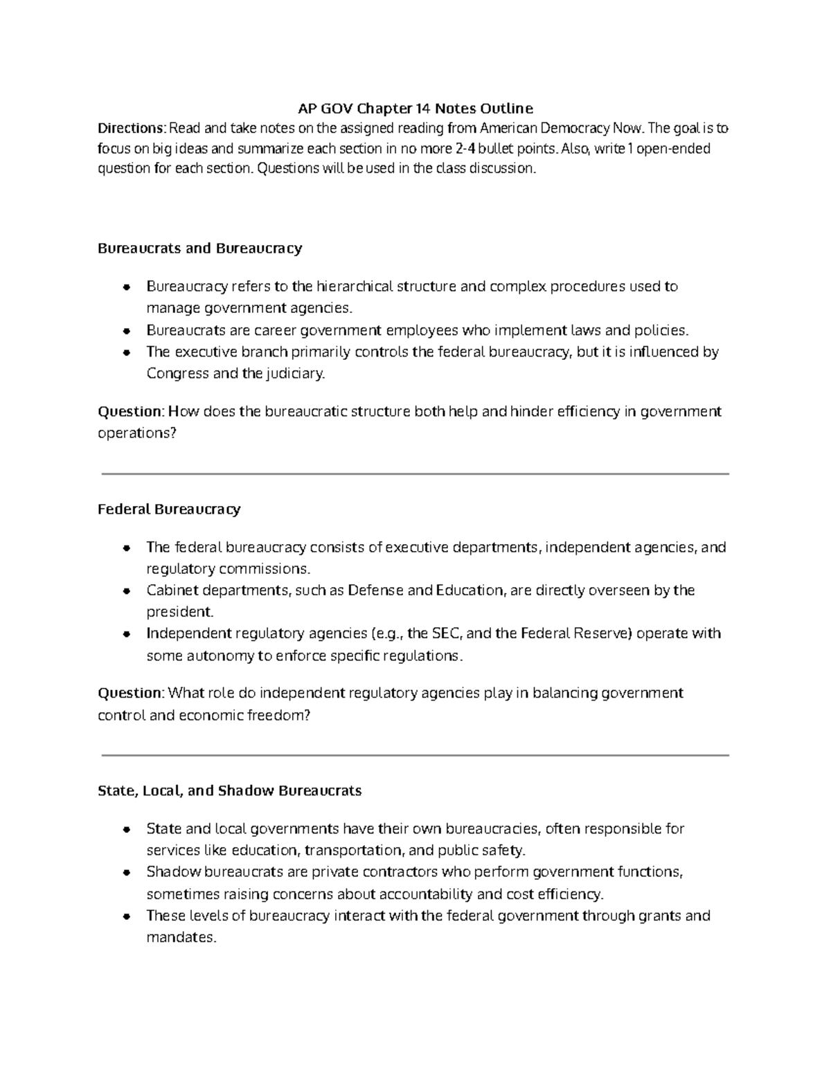 Copy of Apgov Chapter 14 Notes Outline - AP GOV Chapter 14 Notes ...