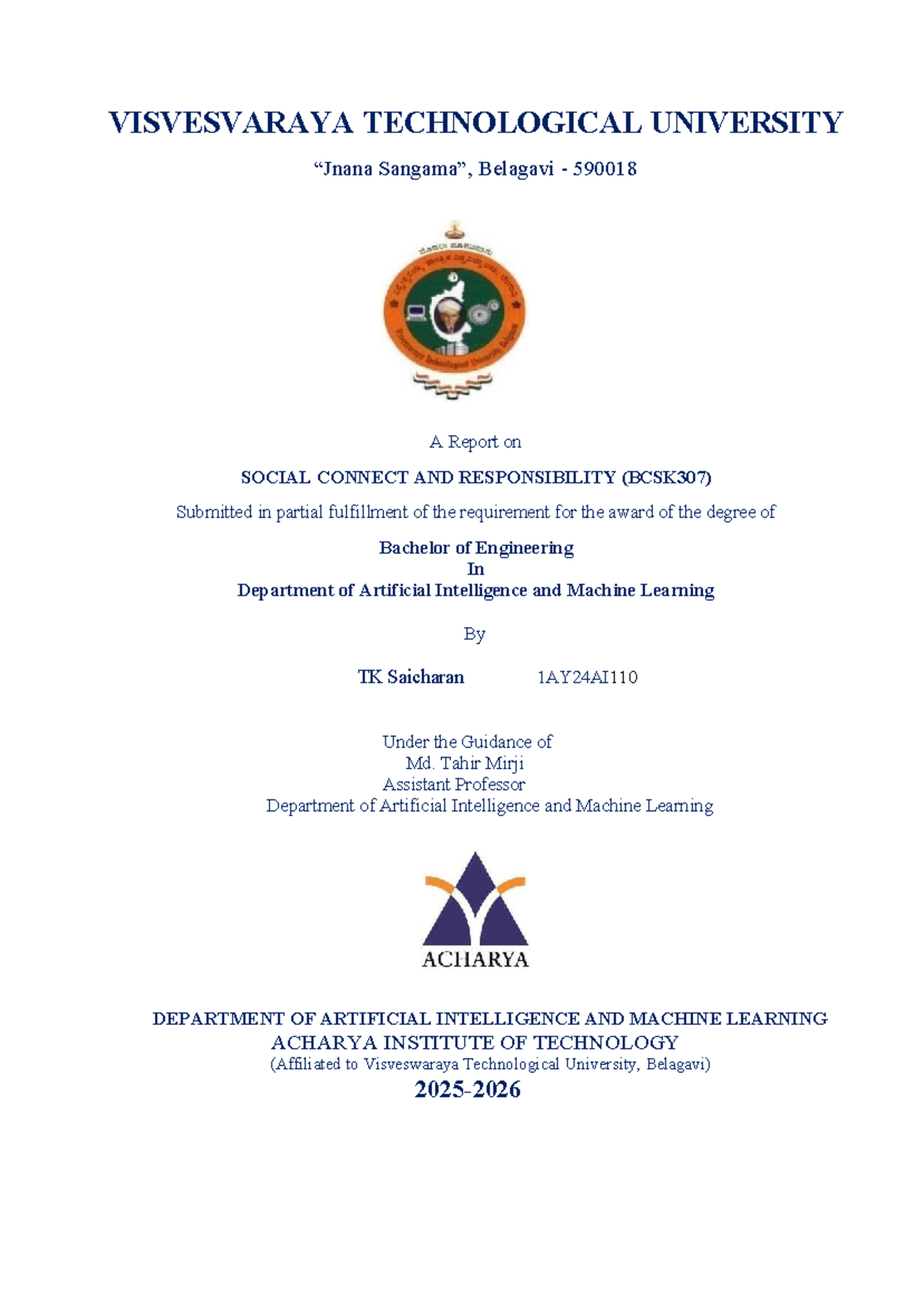Social Connect and Responsibility Report (BCSK307) - A Journey of ...