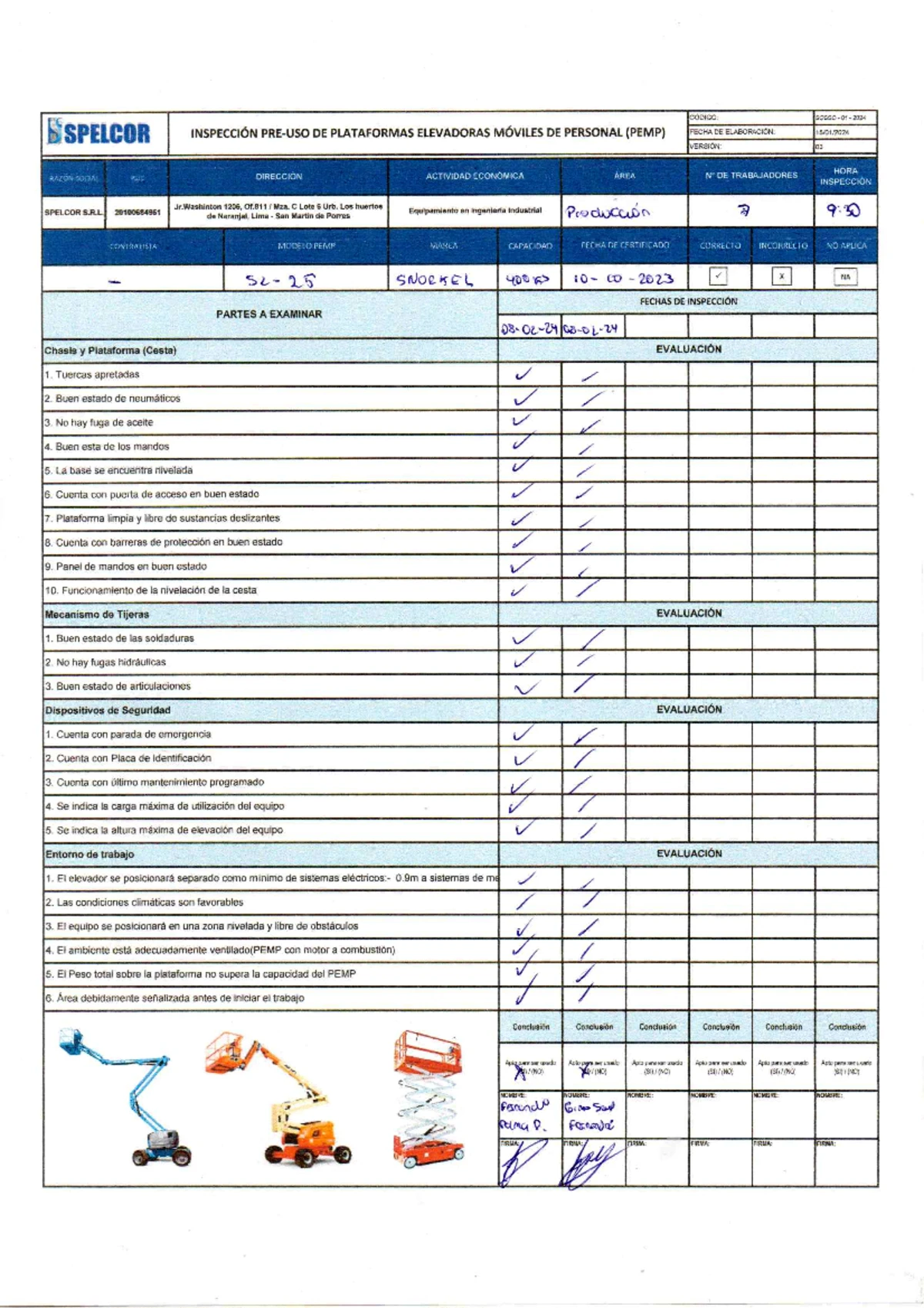 SST-INS-HMP-001: Inspección de Herramientas Manuales Checklist - Studocu