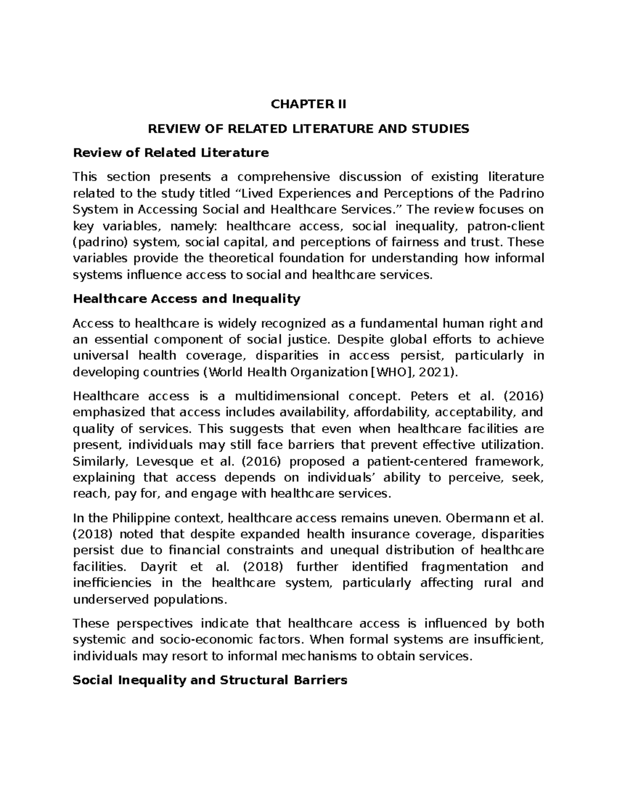 RRS-AND-RRL - Chapter II: Review of Literature on Padrino System in ...
