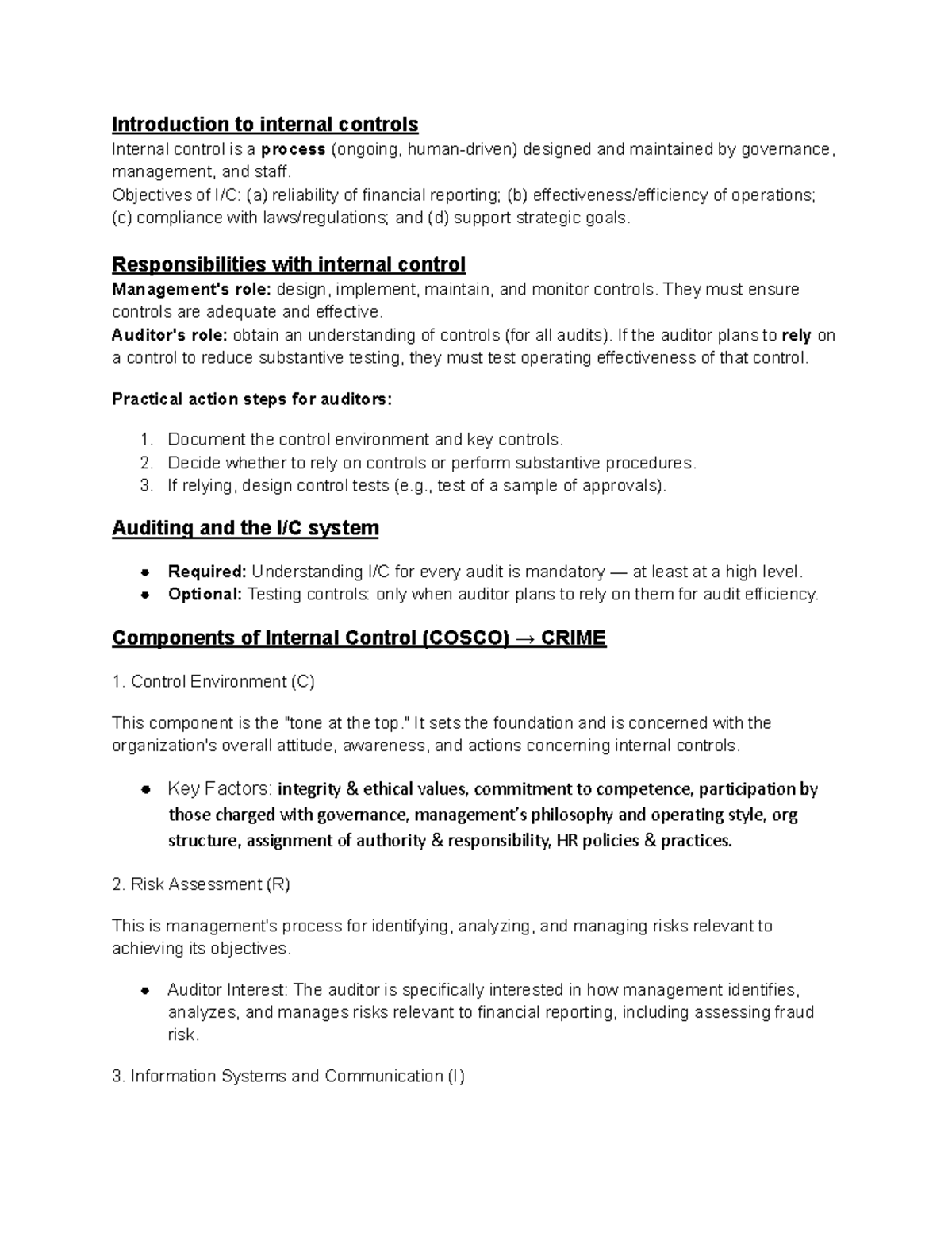 CL9 Internal Controls: Key Components and Auditor Responsibilities ...