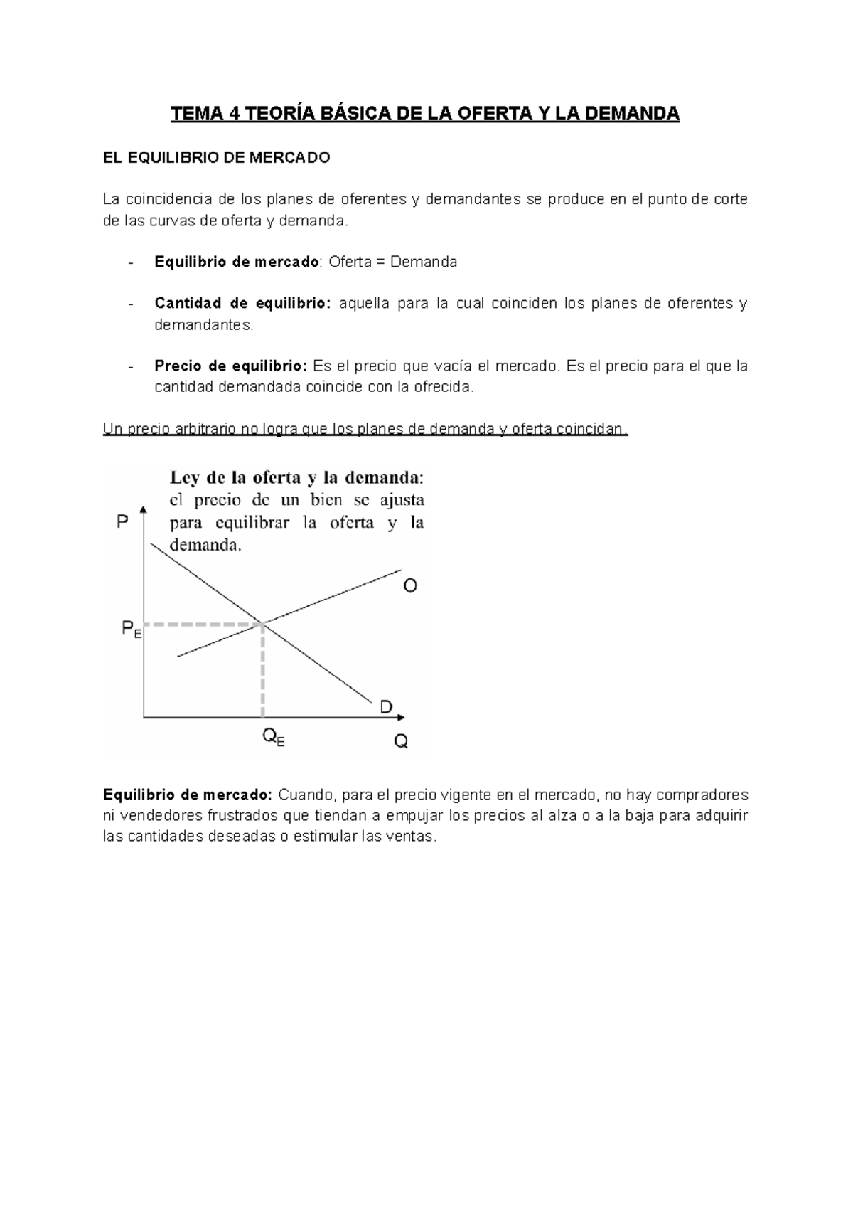 Economía 2 - TEMA 4: Teoría de la Oferta y Demanda - Studocu