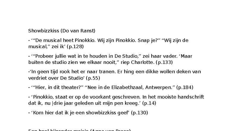 Citaten uit Showbizzkiss (Do van Ranst) - Muzikale Analyse - Studeersnel