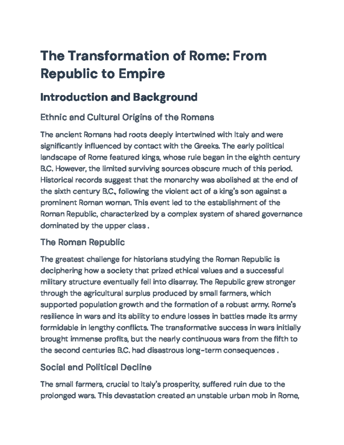 The Transition of Rome: From Republic to Empire - Historical Overview ...