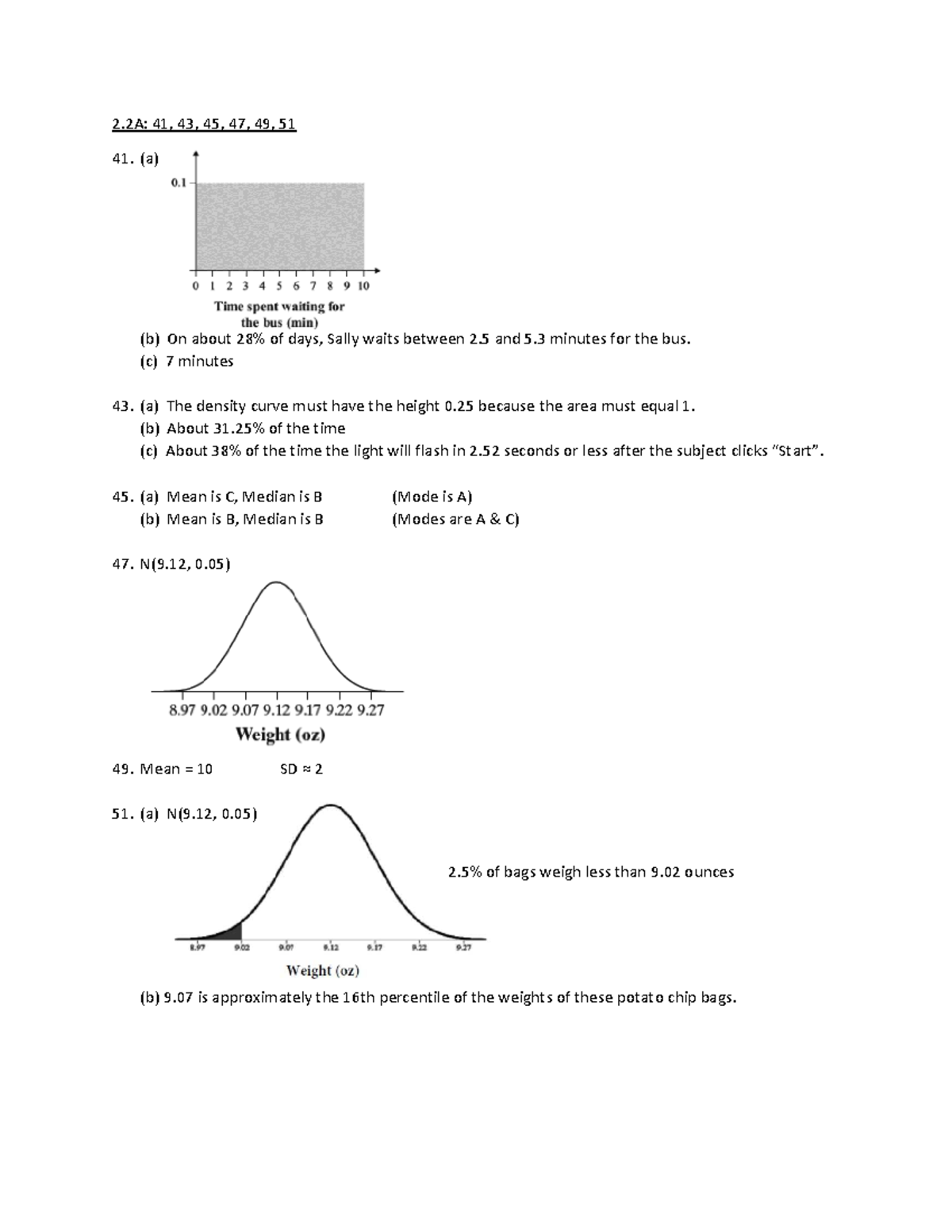 2.2A: Statistical Analysis and Answers for Exercises 41-51 - Studocu