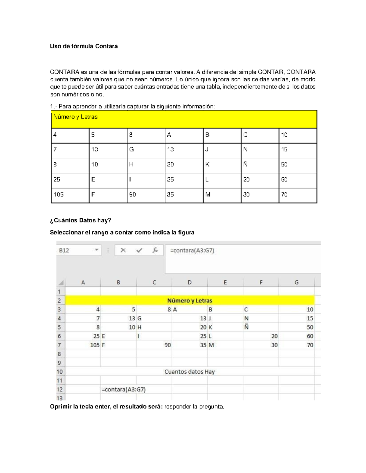 Uso de la fórmula CONTARA en Excel - 03practicaexcel - Studocu