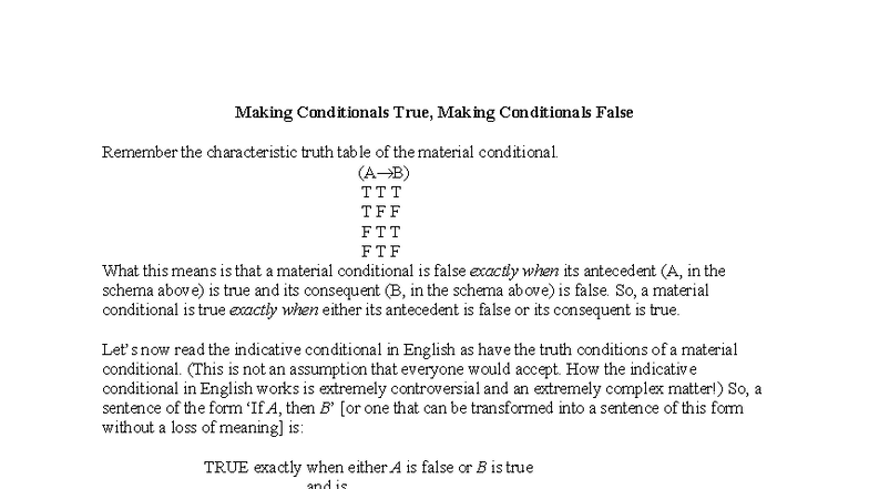 Making Conditionals True and False: Truth Tables Explained (PHIL101 ...