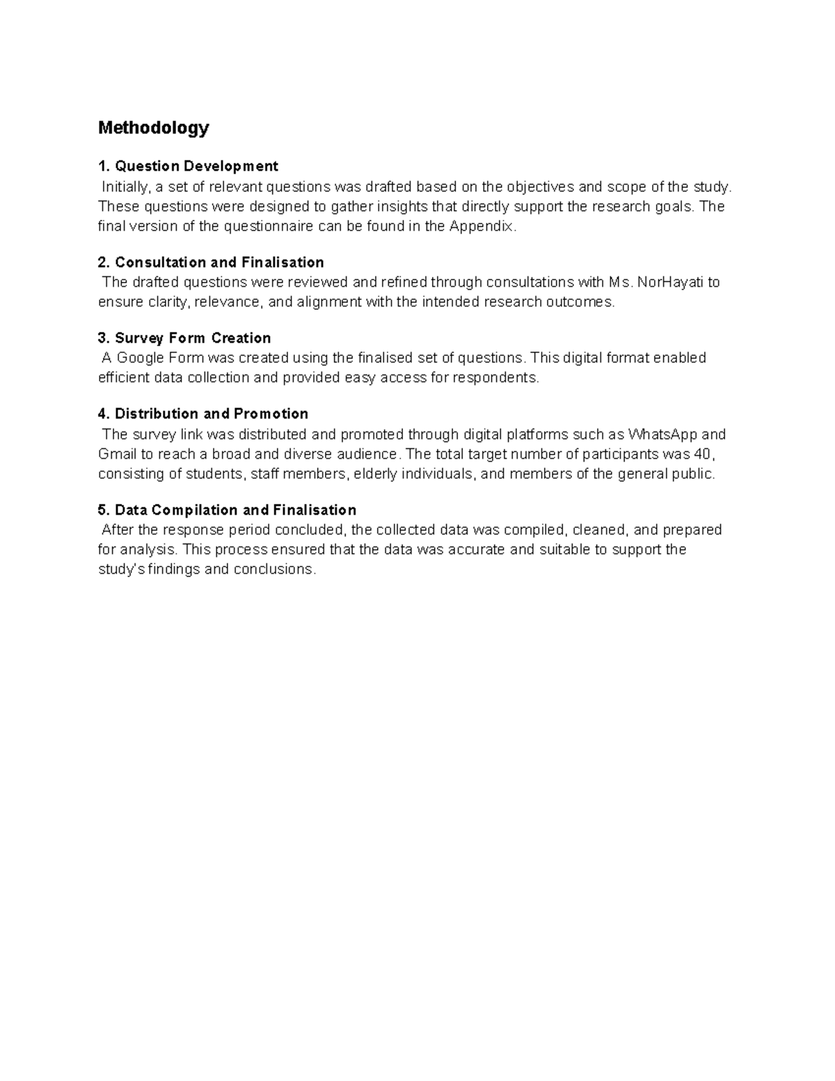 Draft Methodology for Research Study: Data Collection & Analysis - Studocu