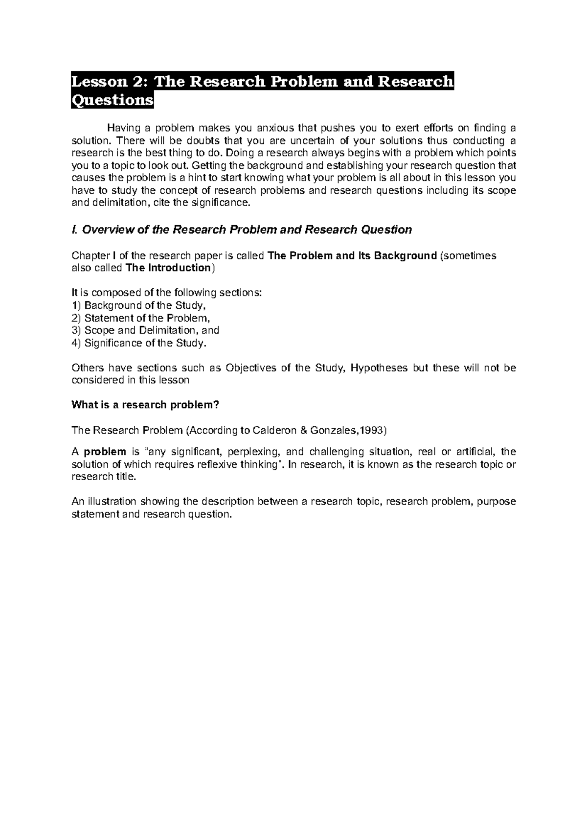 Practical Research 11 Q1 Week 6: Understanding Research Problems and ...