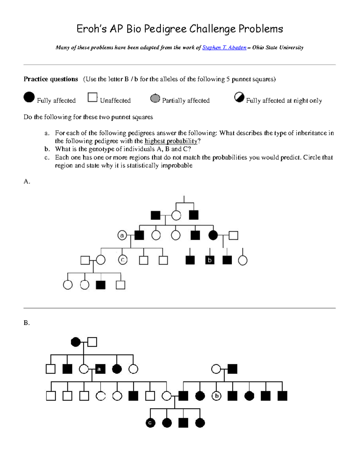 04 - Pedigree Challenge Problems - Eroh’s AP Bio Pedigree Challenge ...