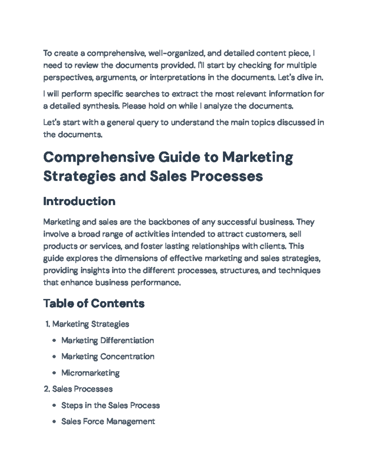 Comprehensive Marketing Strategies and Sales Processes Guide - To ...