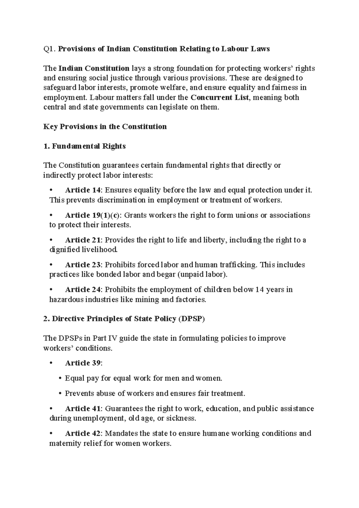Labour Law 2 - Key Provisions and Regulations in India - Studocu