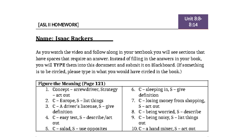 Unit 8:88:14 II - Assignment Format & Responses - Studocu