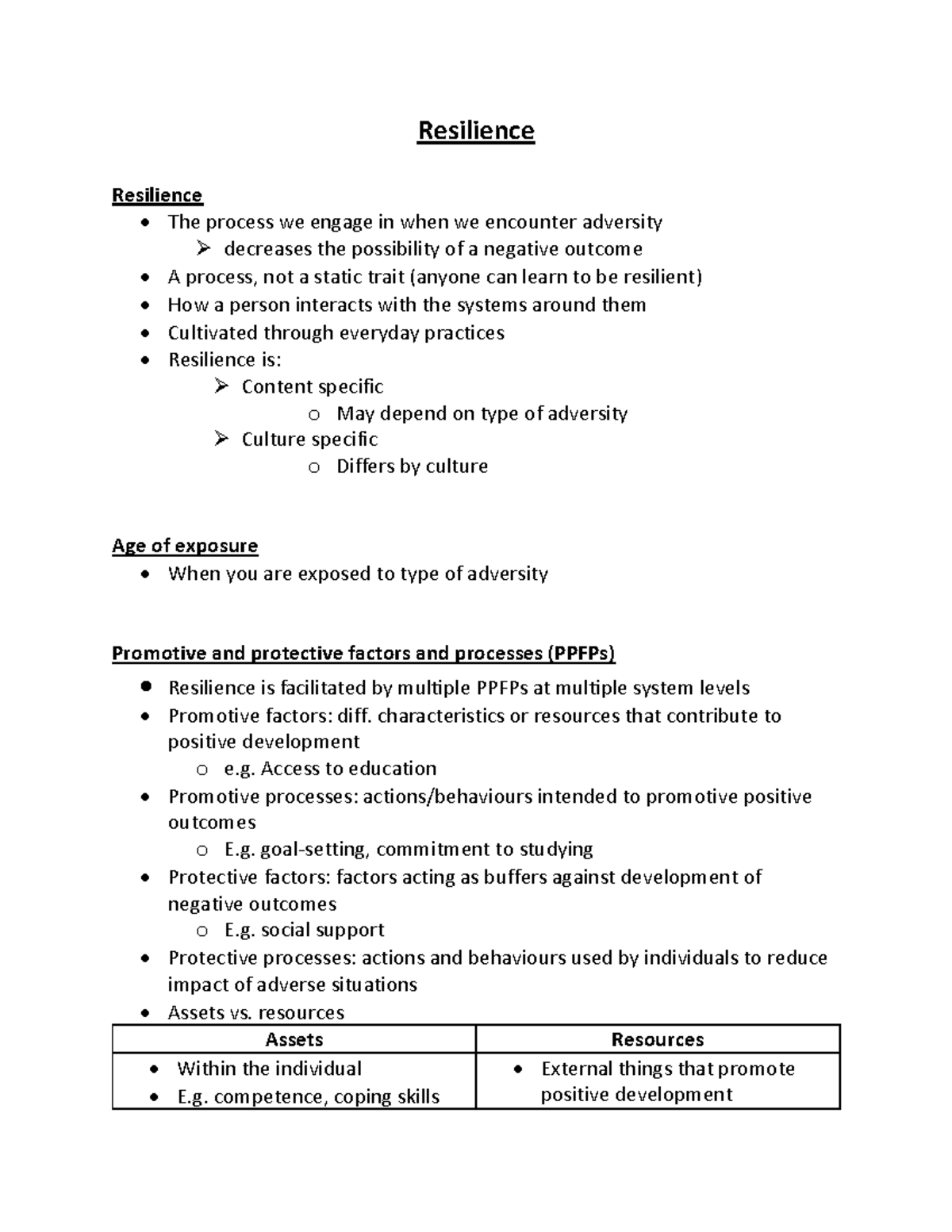 Resilience Concepts and Models - Lecture Notes for PSY 205 - Studocu