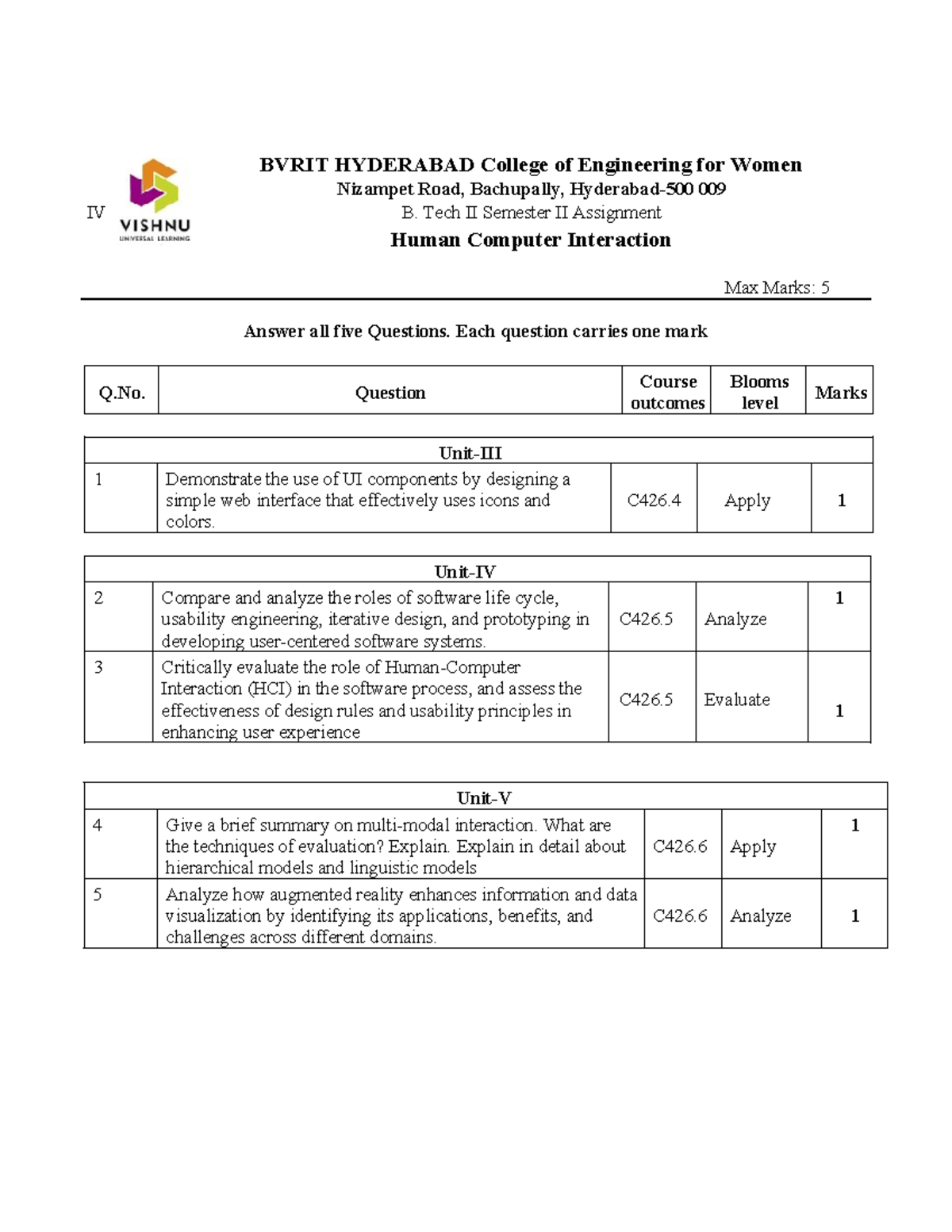 B.Tech II Sem II Assignment IV: Human-Computer Interaction (HCI) - Studocu
