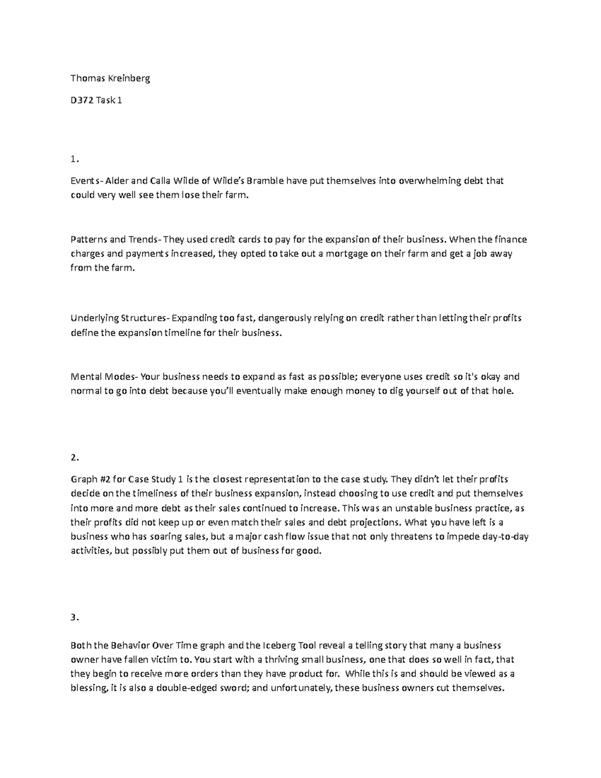 D372 Task 1 - Case Study on Business Expansion and Debt Issues - Studocu