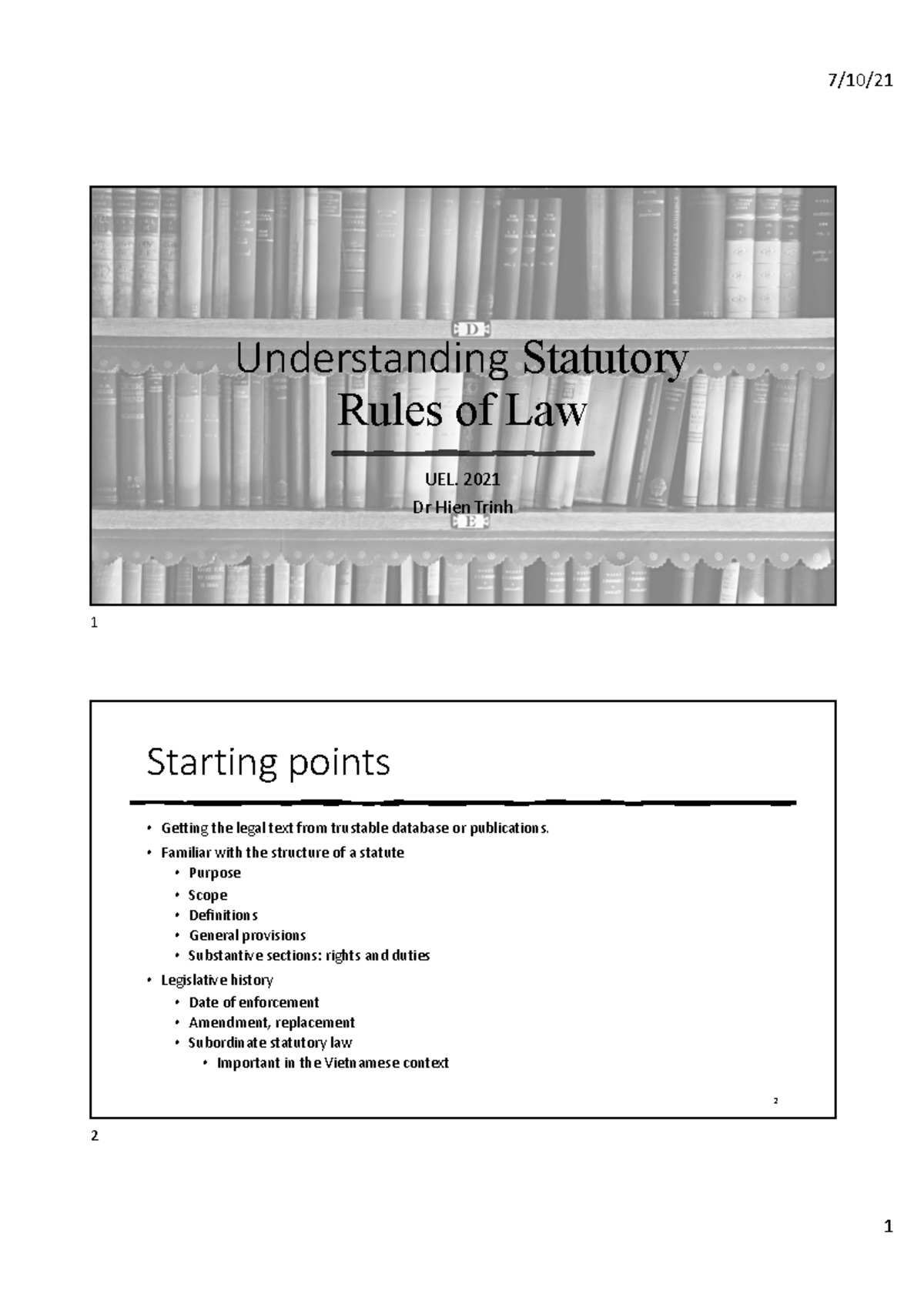 Understanding Statutory Rules of Law - A Guide (UEL 2021) - Studocu