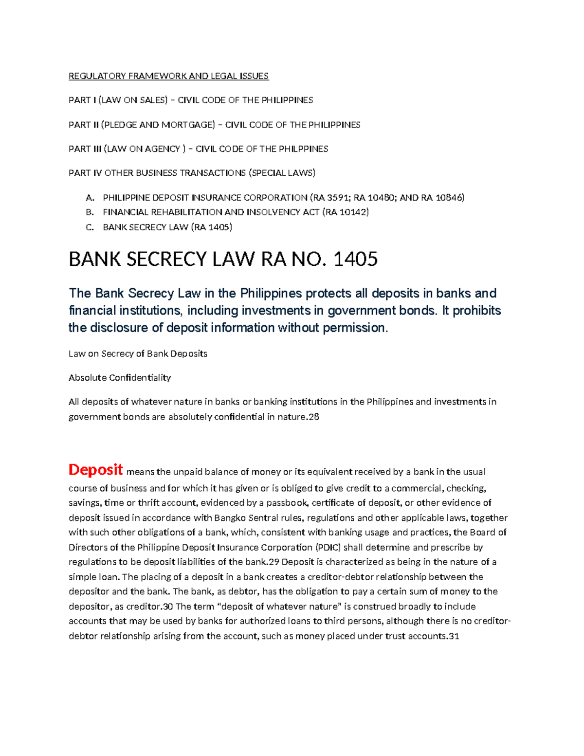 Legal Framework & Issues on Sales, Pledge, Mortgage, & Agency (LAW ...
