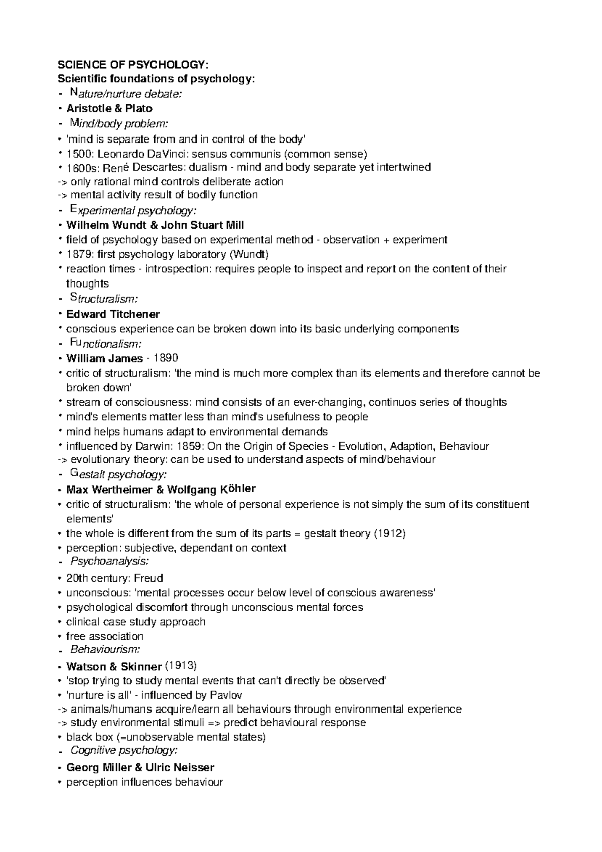 Comprehensive Summary of Psychological Science Concepts - PSY101 ...