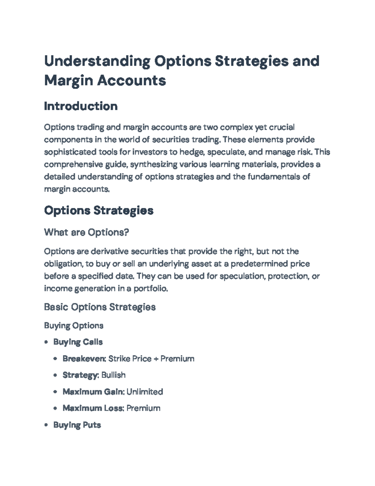 Understanding Options Strategies & Margin Accounts: A Comprehensive ...