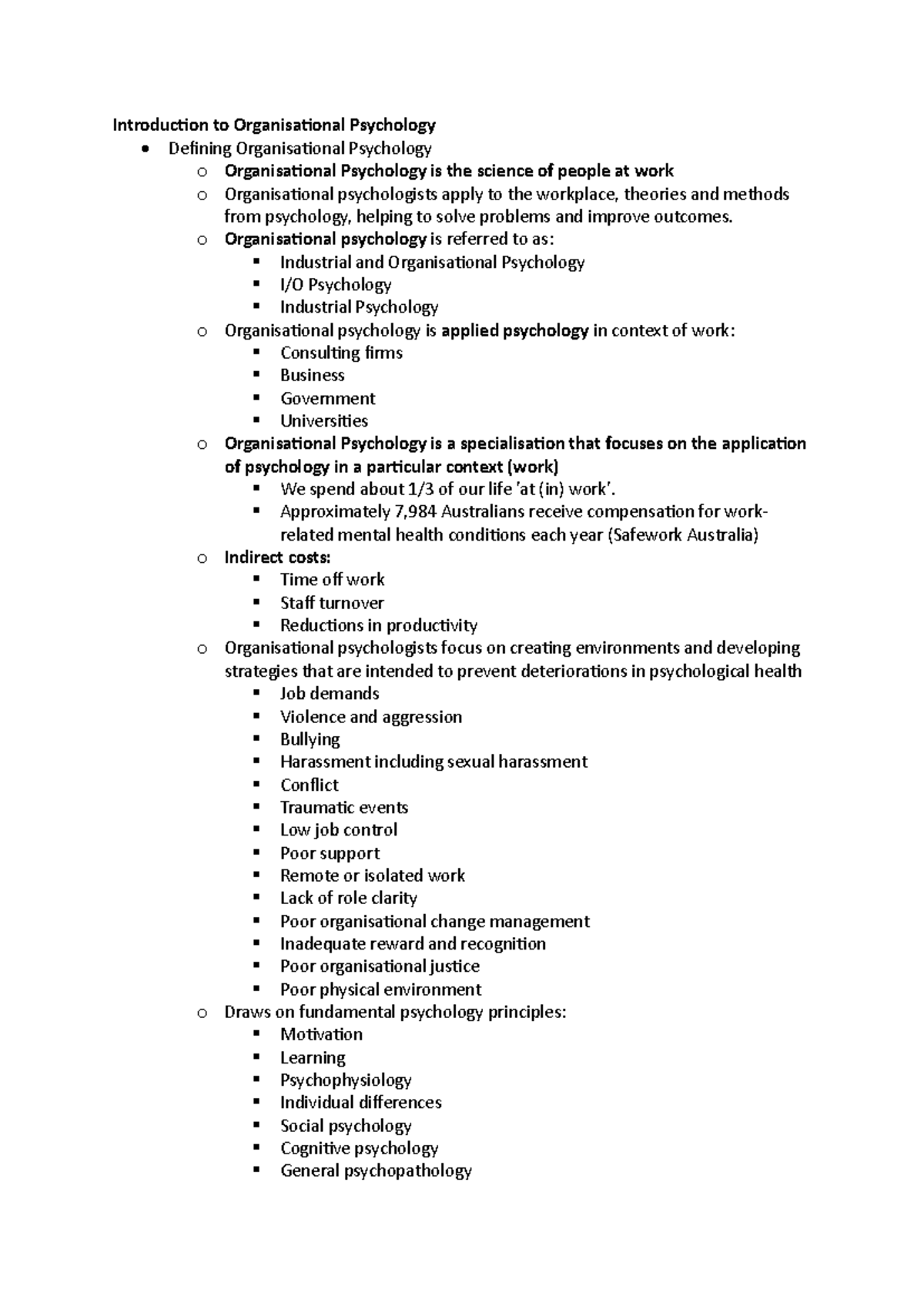 Organisational Psychology Notes: Key Concepts and Historical Insights ...