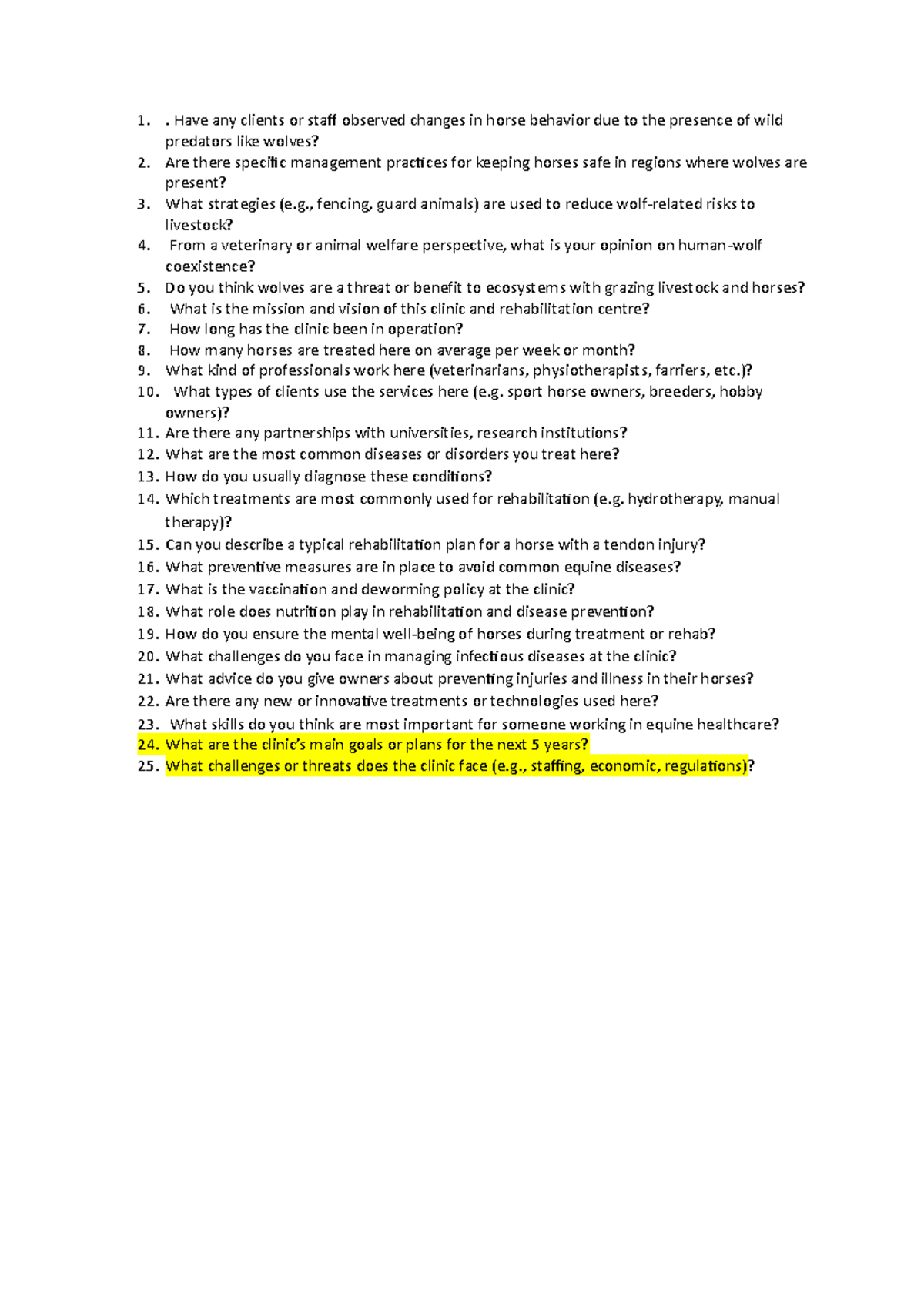 Internship Questionnaire: Equine Behavior & Management Practices ...