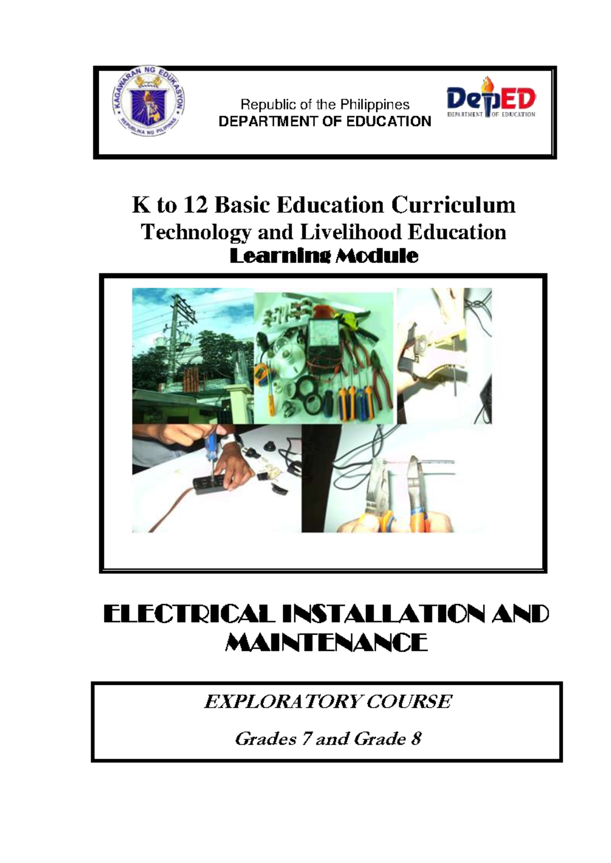 K to 12 TLE Module: Electrical Installation & Maintenance for Grades 7 ...