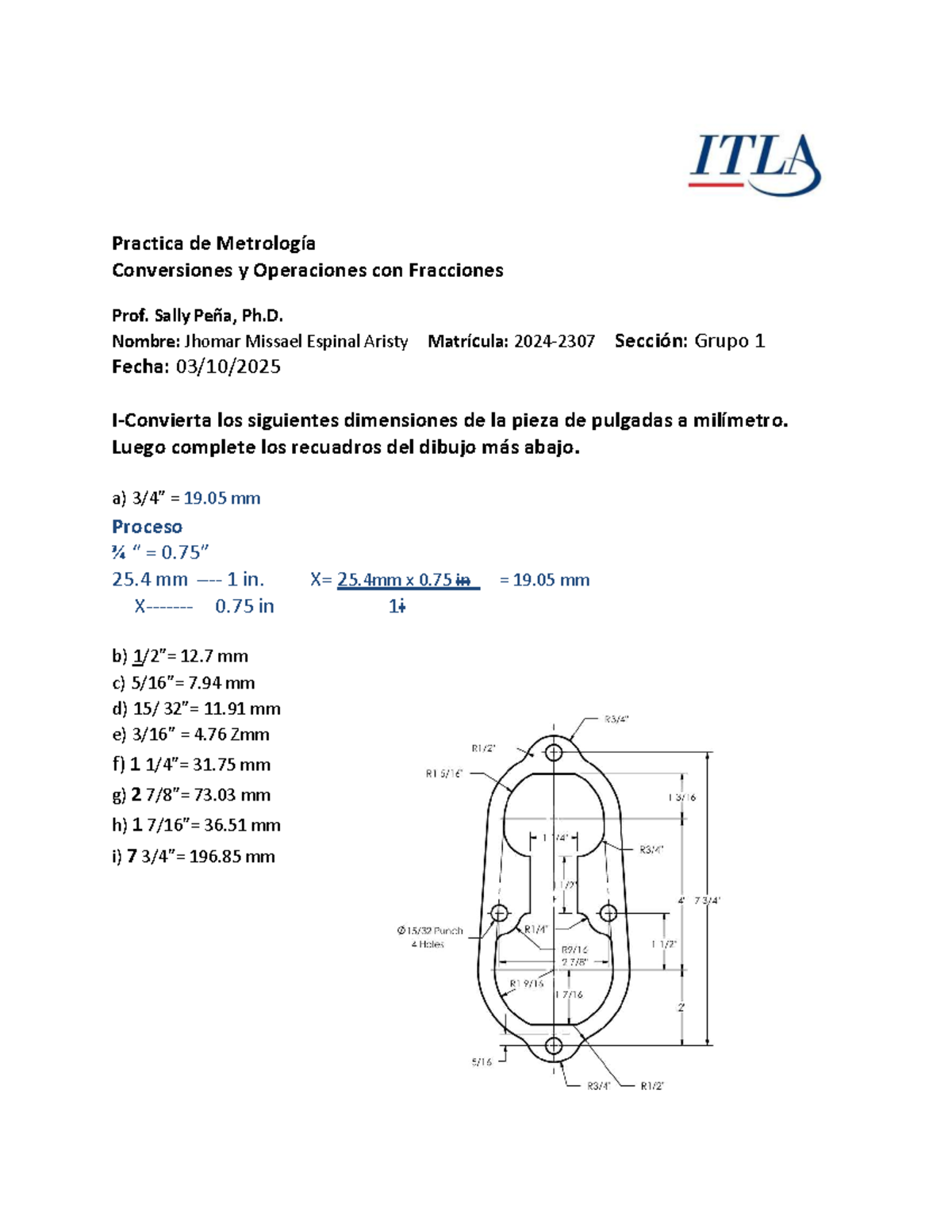 Práctica de Metrología: Conversiones y Operaciones en Fracciones 2025 ...