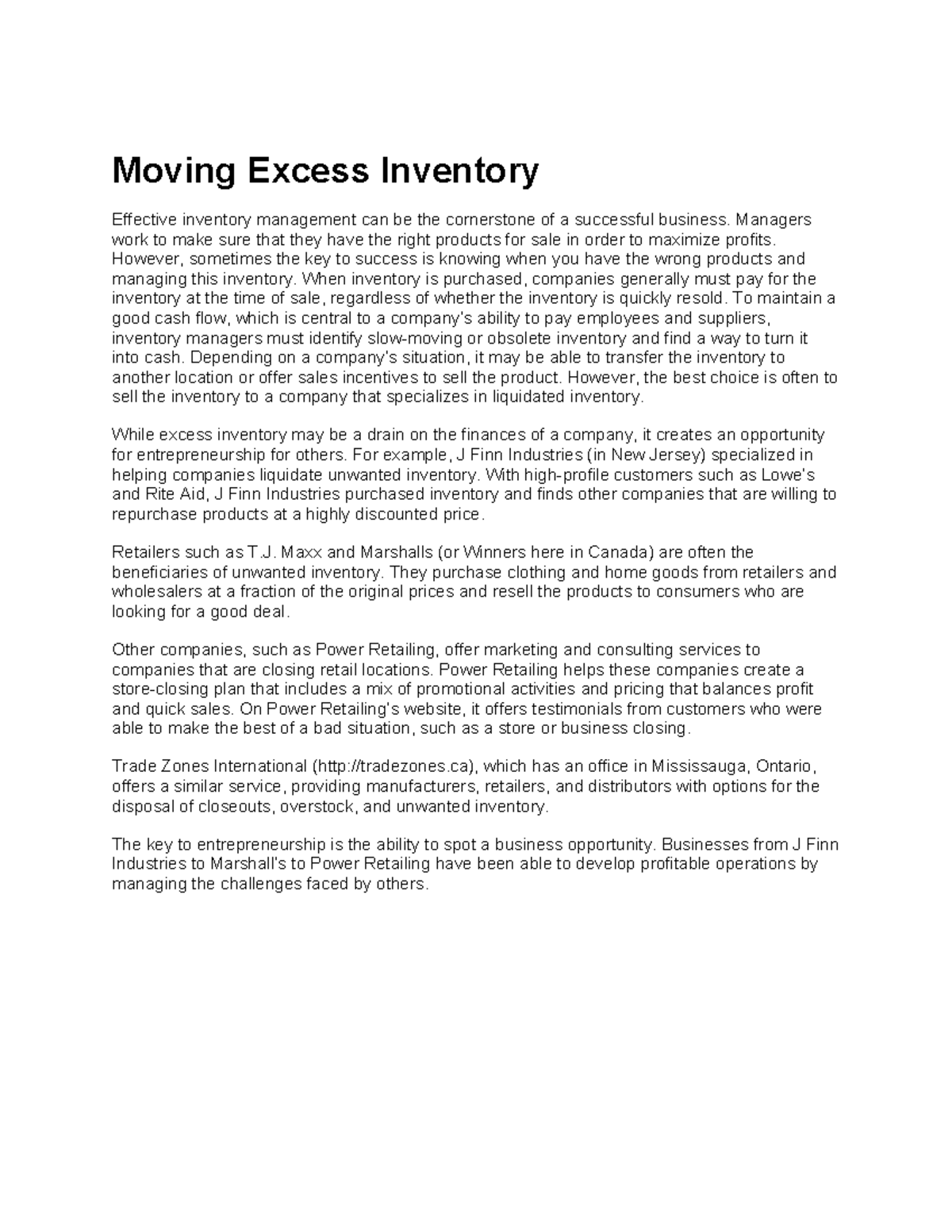 Effective Strategies for Managing Excess Inventory - Studocu
