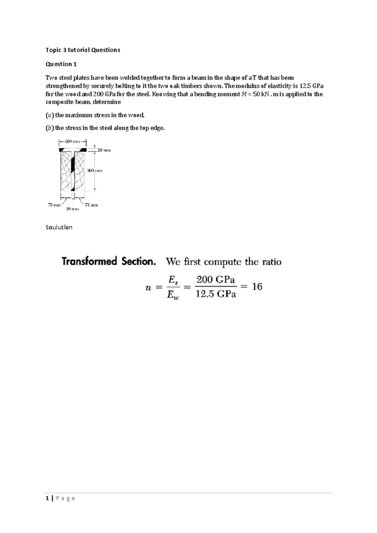 Solution to Topic 3 Tutorials: Stress Analysis of Composite Beams - Studocu