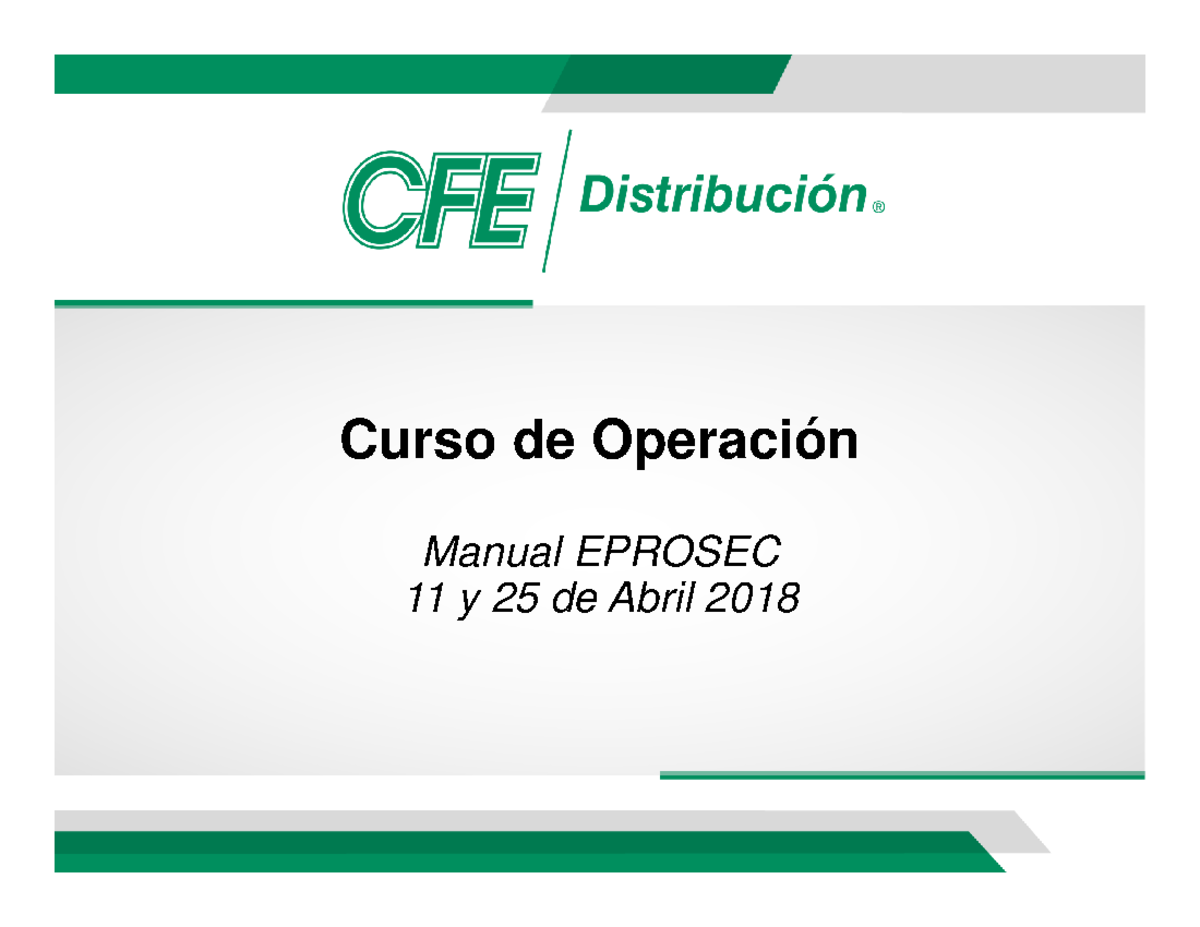 Manual EPROSEC - Curso Operación 110418 y Protección de Redes - Document Preview