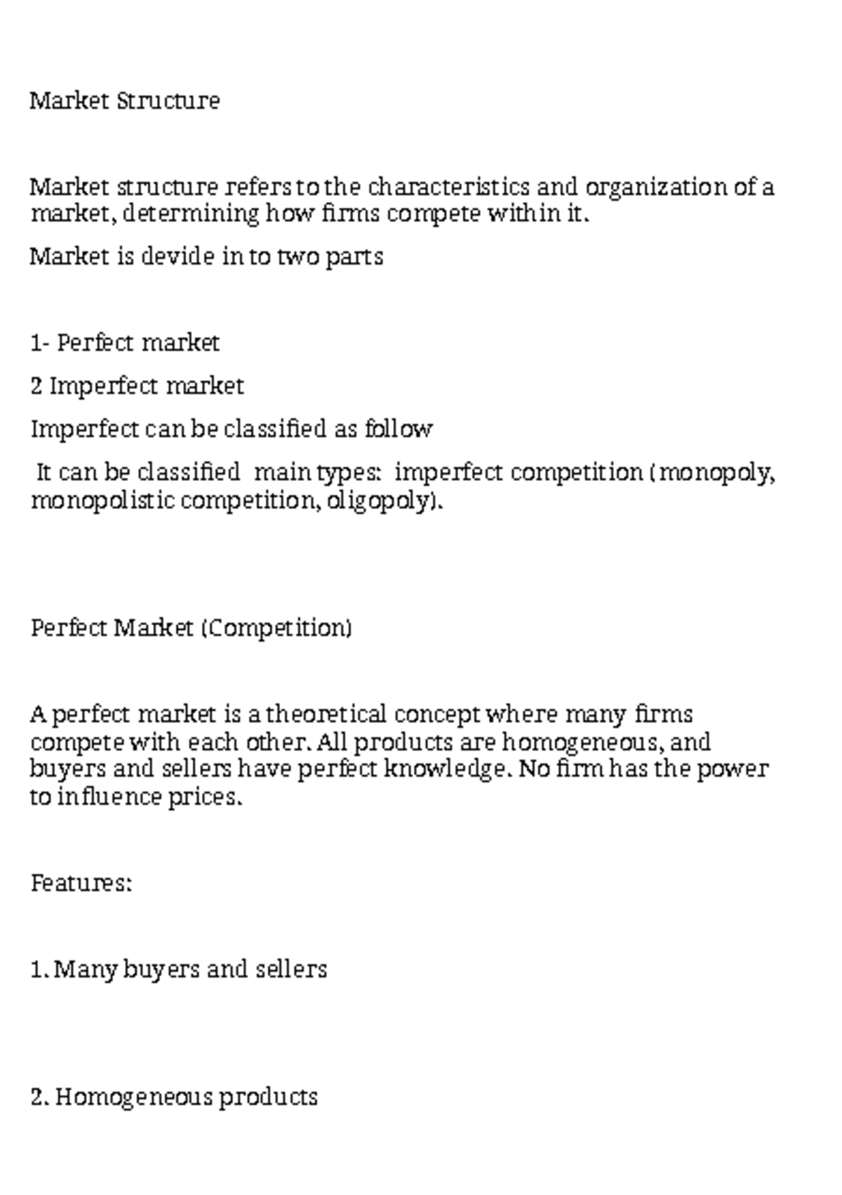 Summary Notes on Market Structure (ECO101) - Studocu