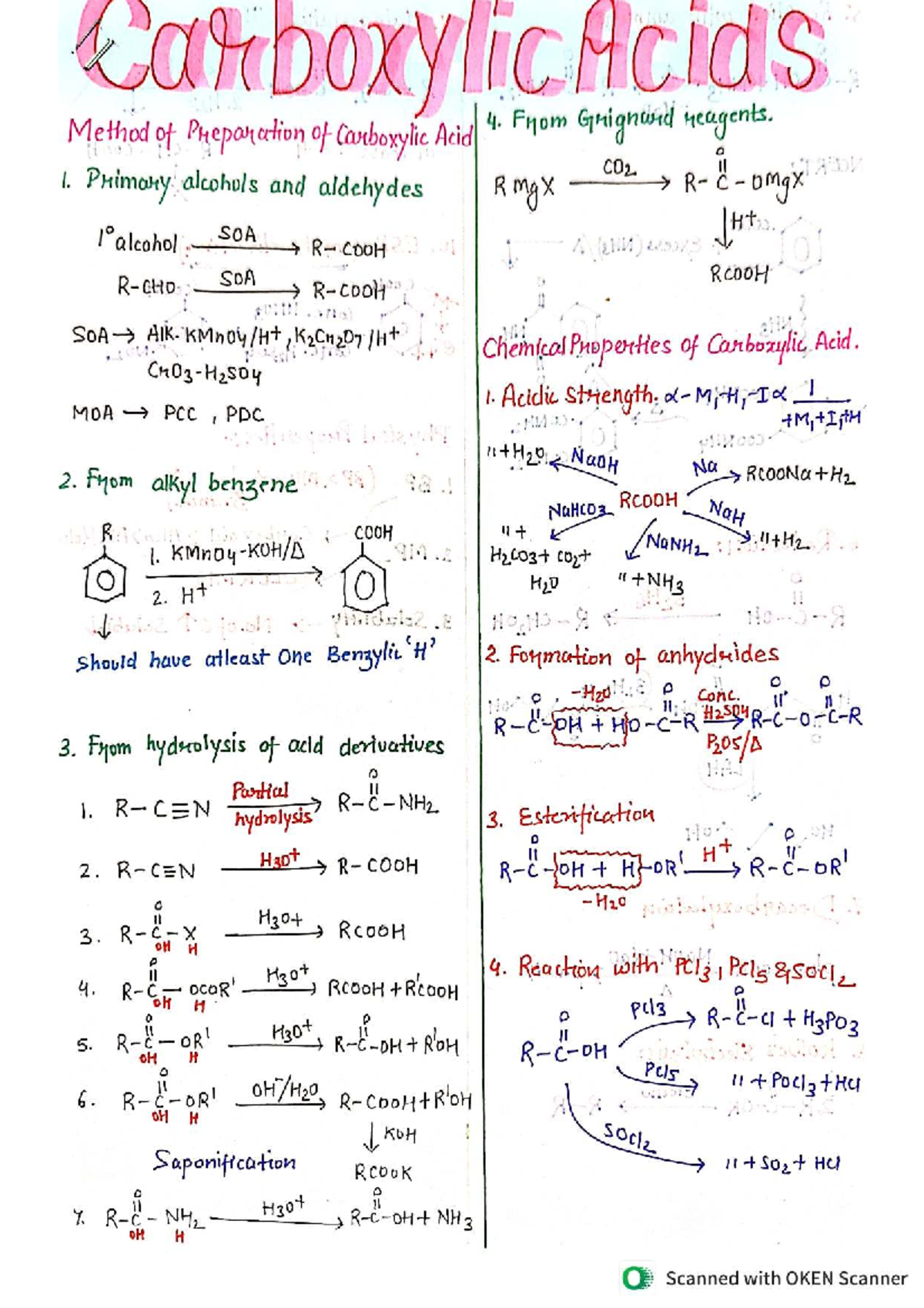 Preparation Methods and Properties of Carboxylic Acids (CHEM 101) - Studocu