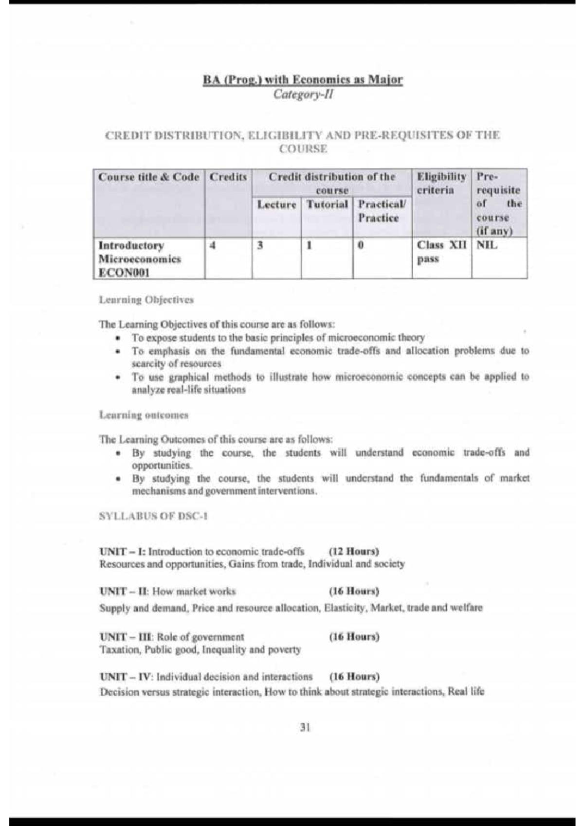 Economics Major & Minor BA Program - BA (Prog.) with Economics as Major ...