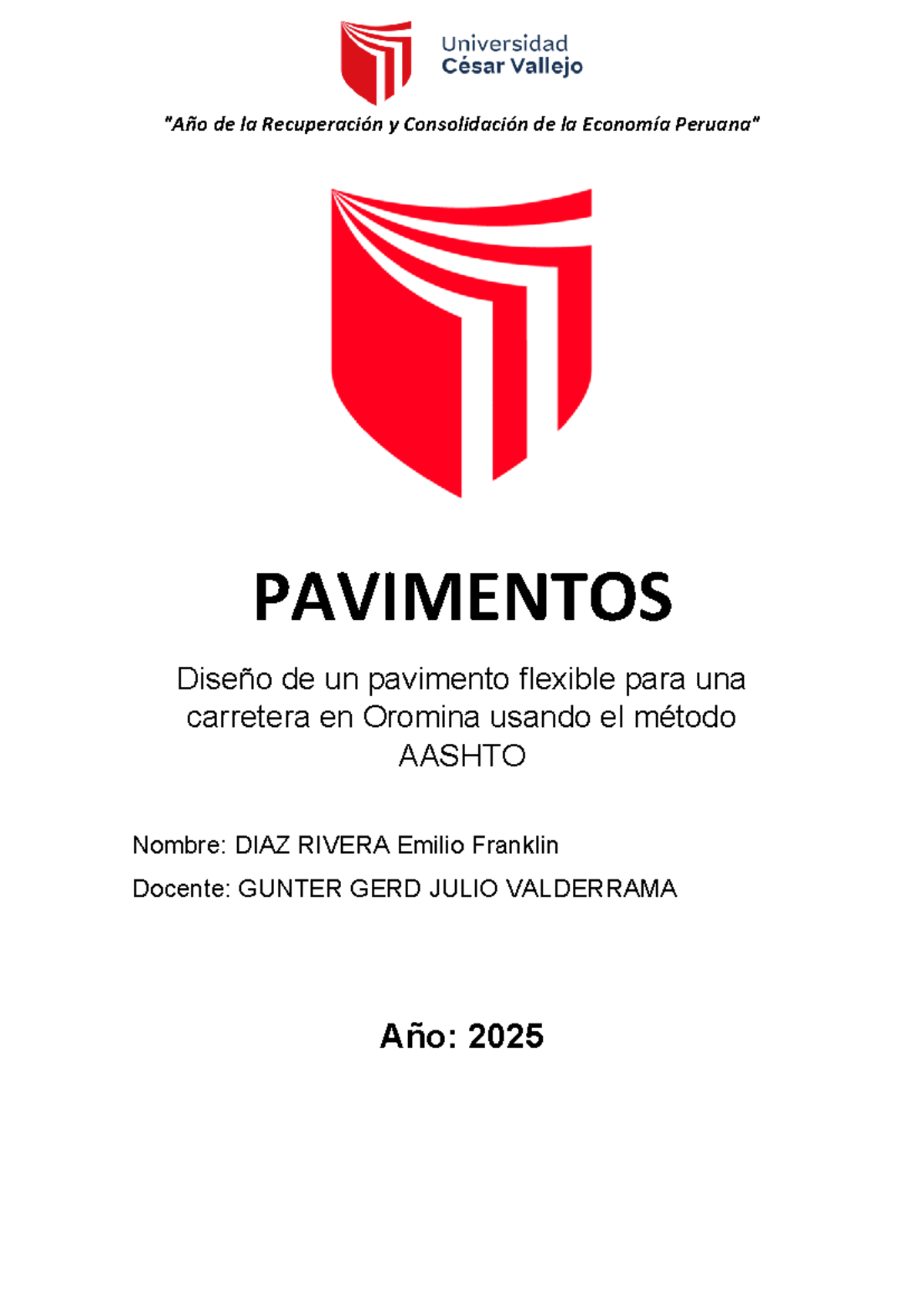 Informe 2: Diseño de Pavimento Flexible AASHTO para Carretera en ...
