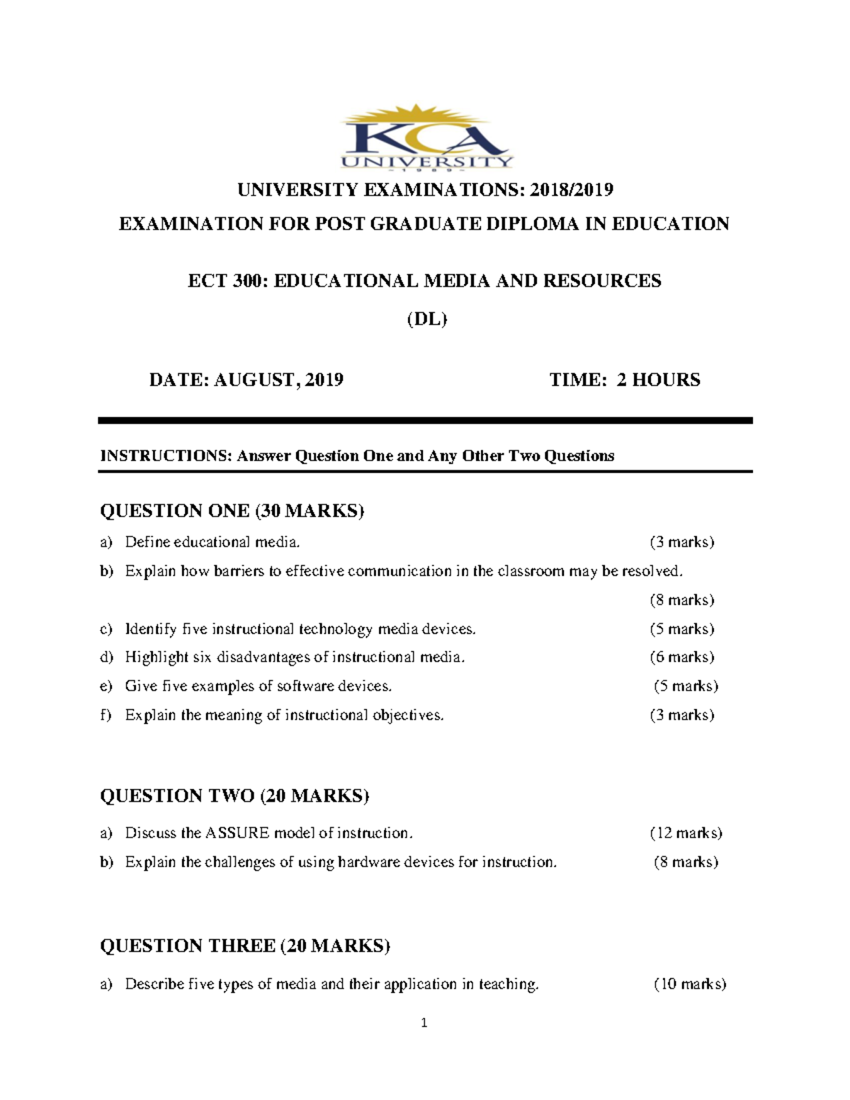 ECT 300: Educational Media Exam Notes - August 2019 - Studocu