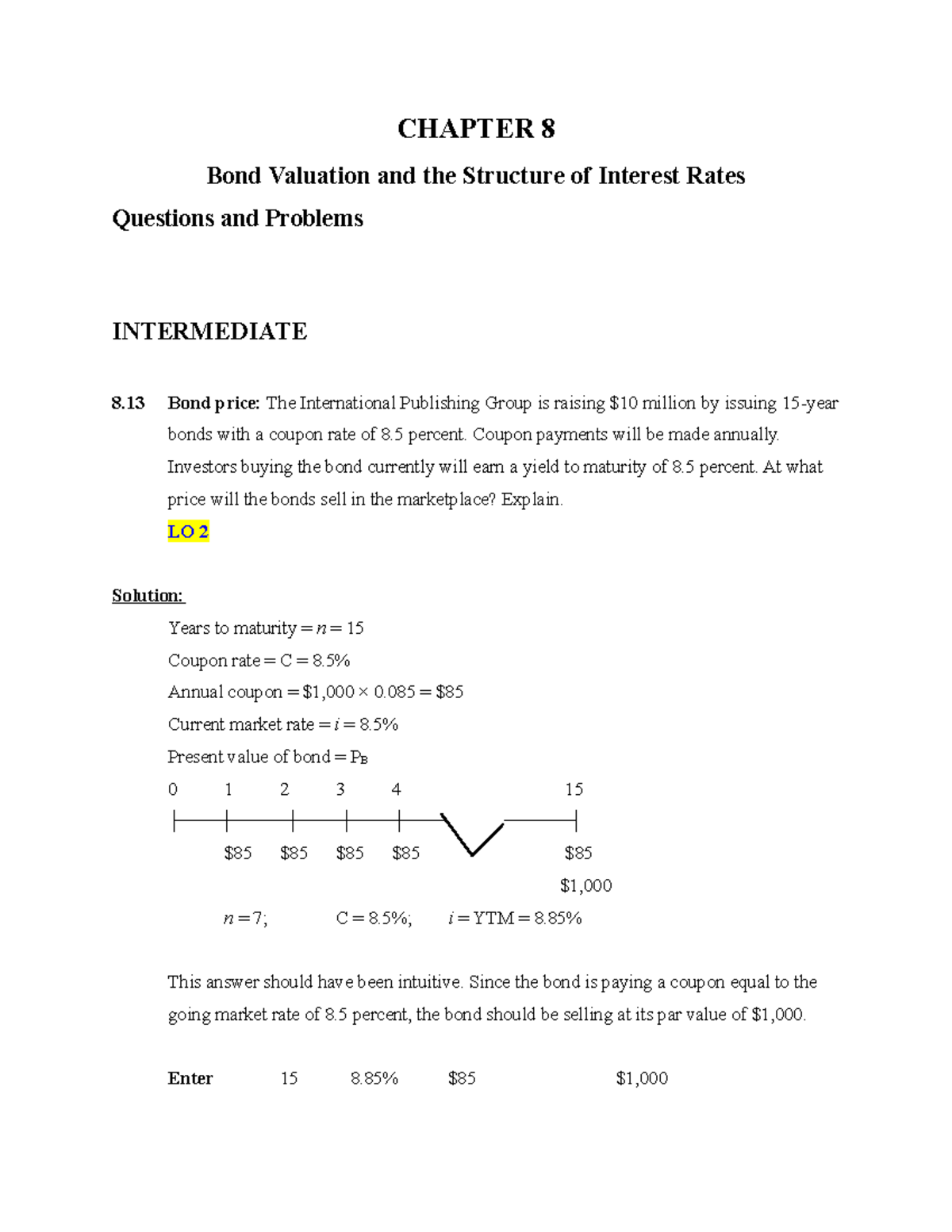 Ch08 - Bond Valuation and Interest Rates: Problems & Solutions - Studocu