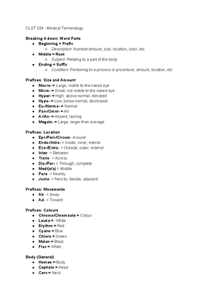 BIOL 206 Notes - BIOL 206 Notes Week 1: Lecture 1 Introduction to ...
