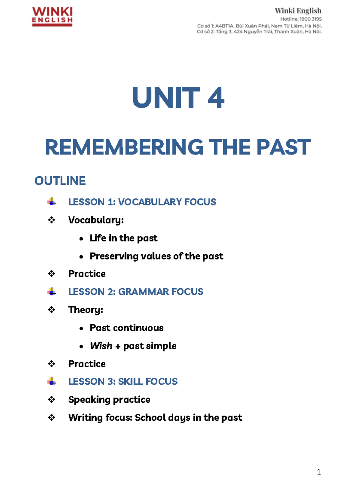 Grade 9 - Unit 4 - Remembering the Past: Vocabulary & Grammar Focus ...