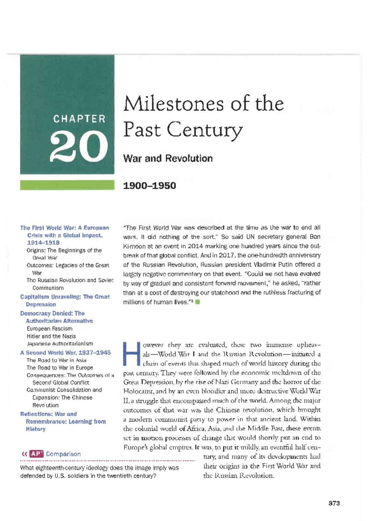 Chapter 20 - questions for practice - Milestones of the CHAPTER Past ...