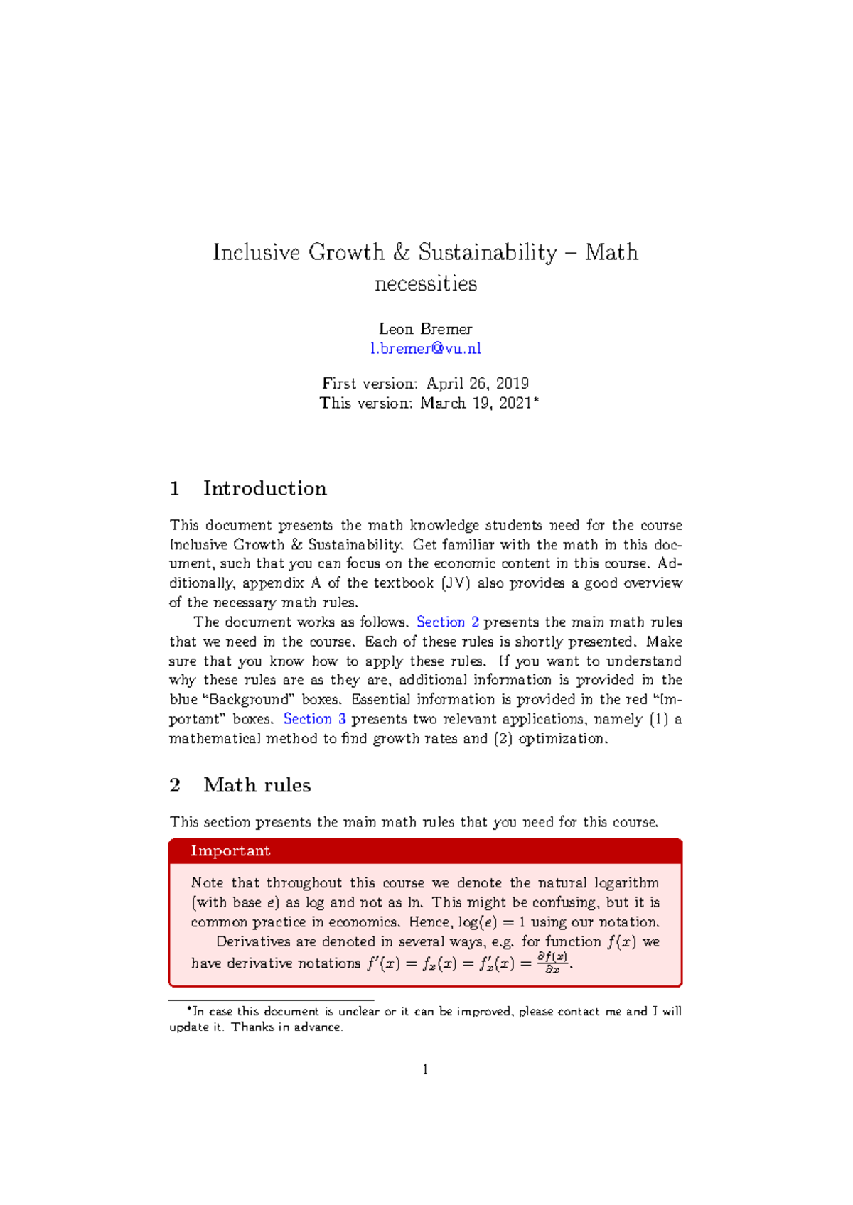 Math Guidelines for Inclusive Growth & Sustainability (MATH101 ...