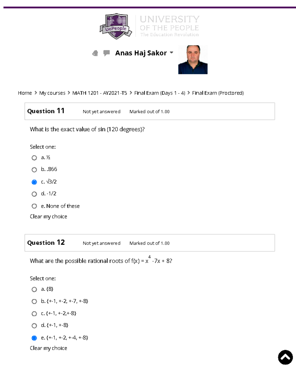 MATH 1201 Final Exam Review Questions and Answers - Studocu