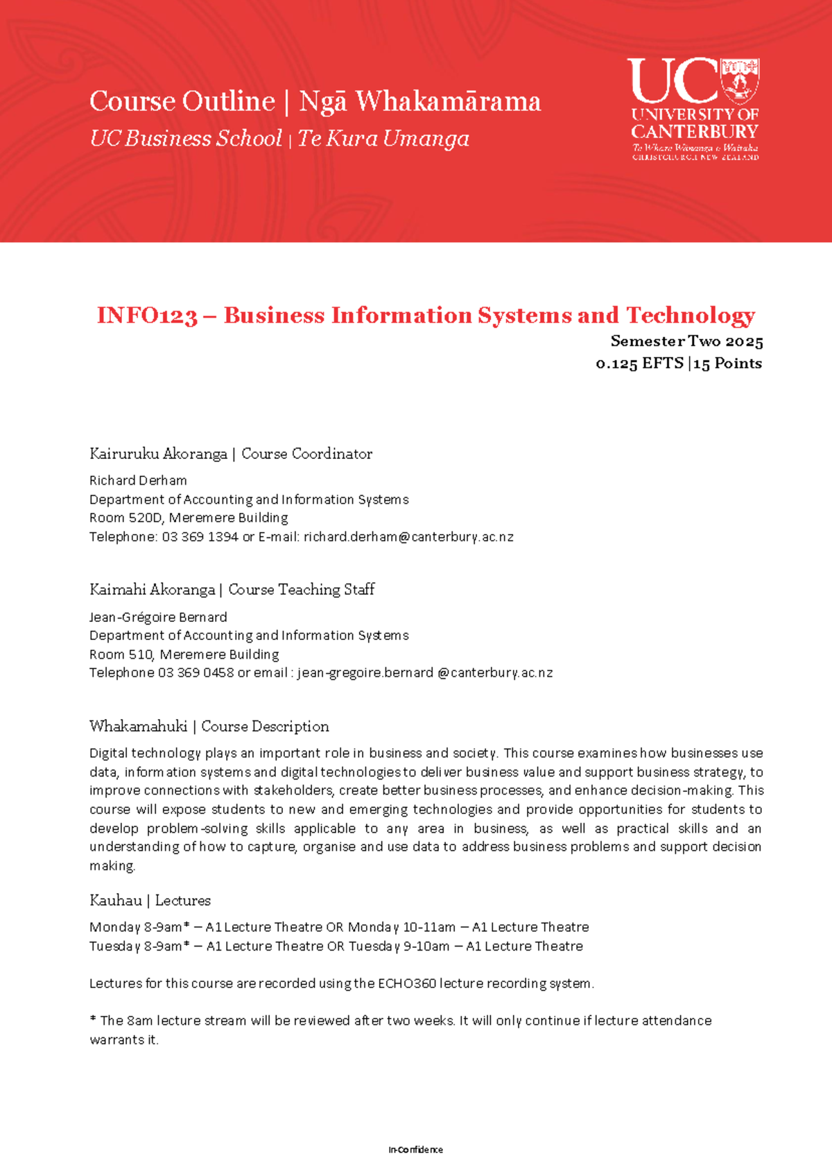 INFO123-25S2 Business Information Systems Course Outline - Studocu