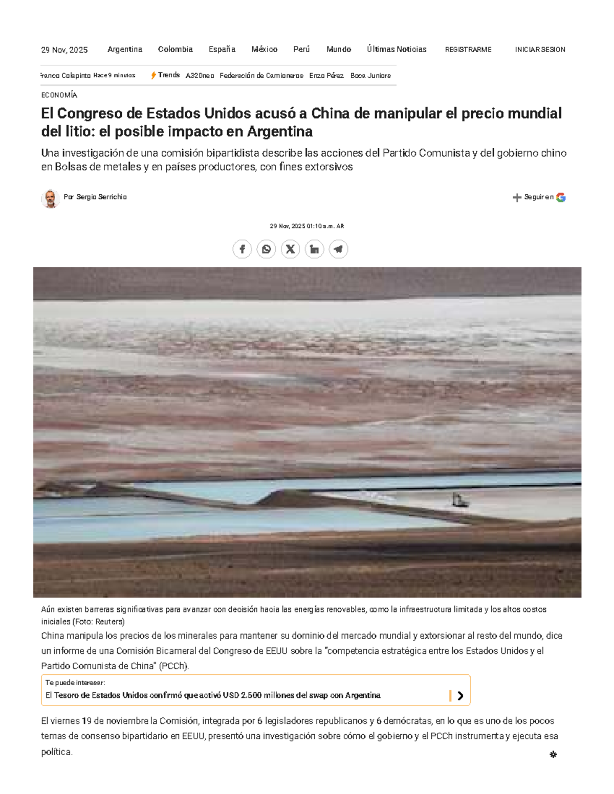 Informe del Congreso de EE.UU. sobre Manipulación del Litio en ...