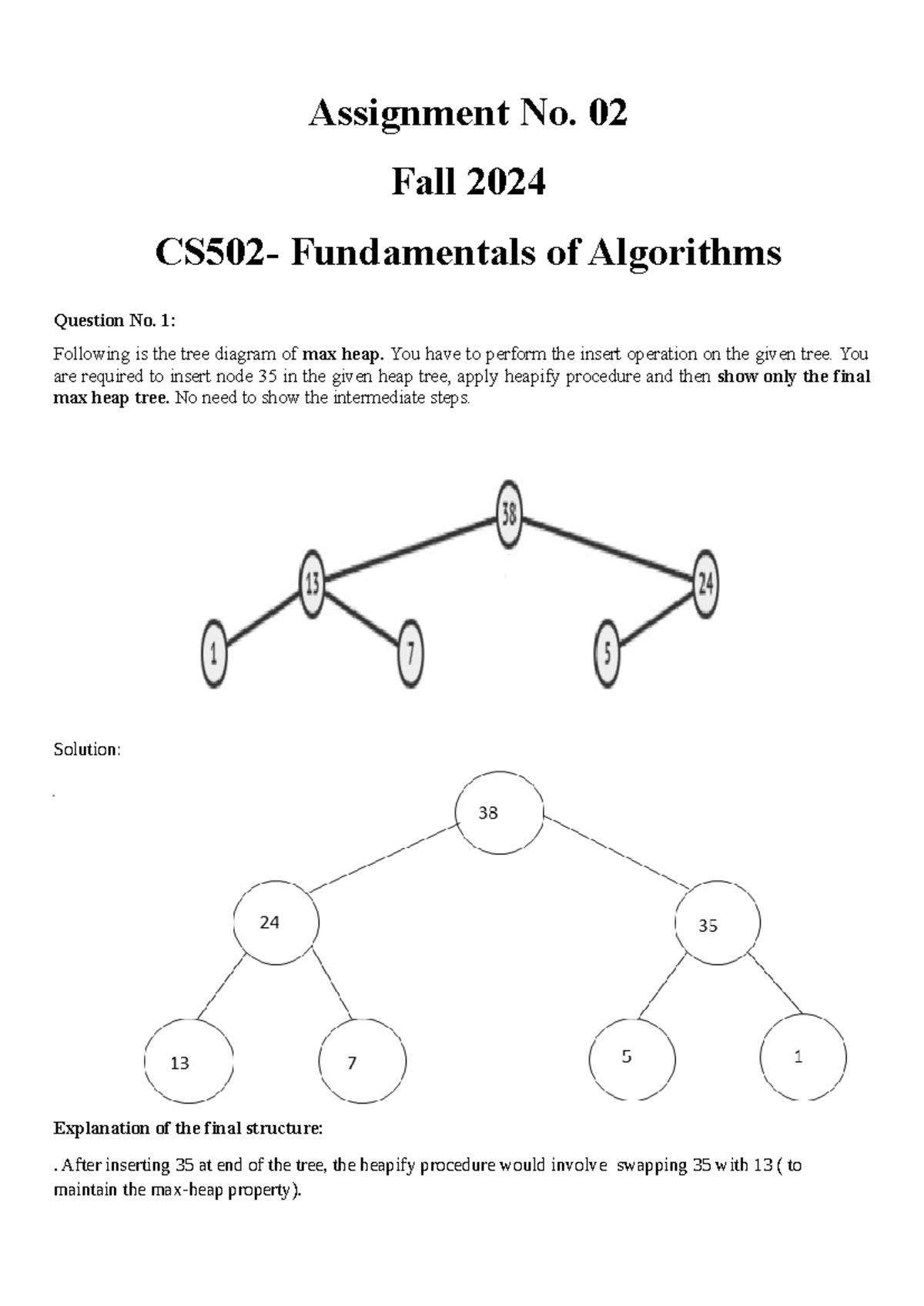 CS205 assginment 2 Fall 2024 - Assignment No. 0 2 Fall 2024 CS502 ...