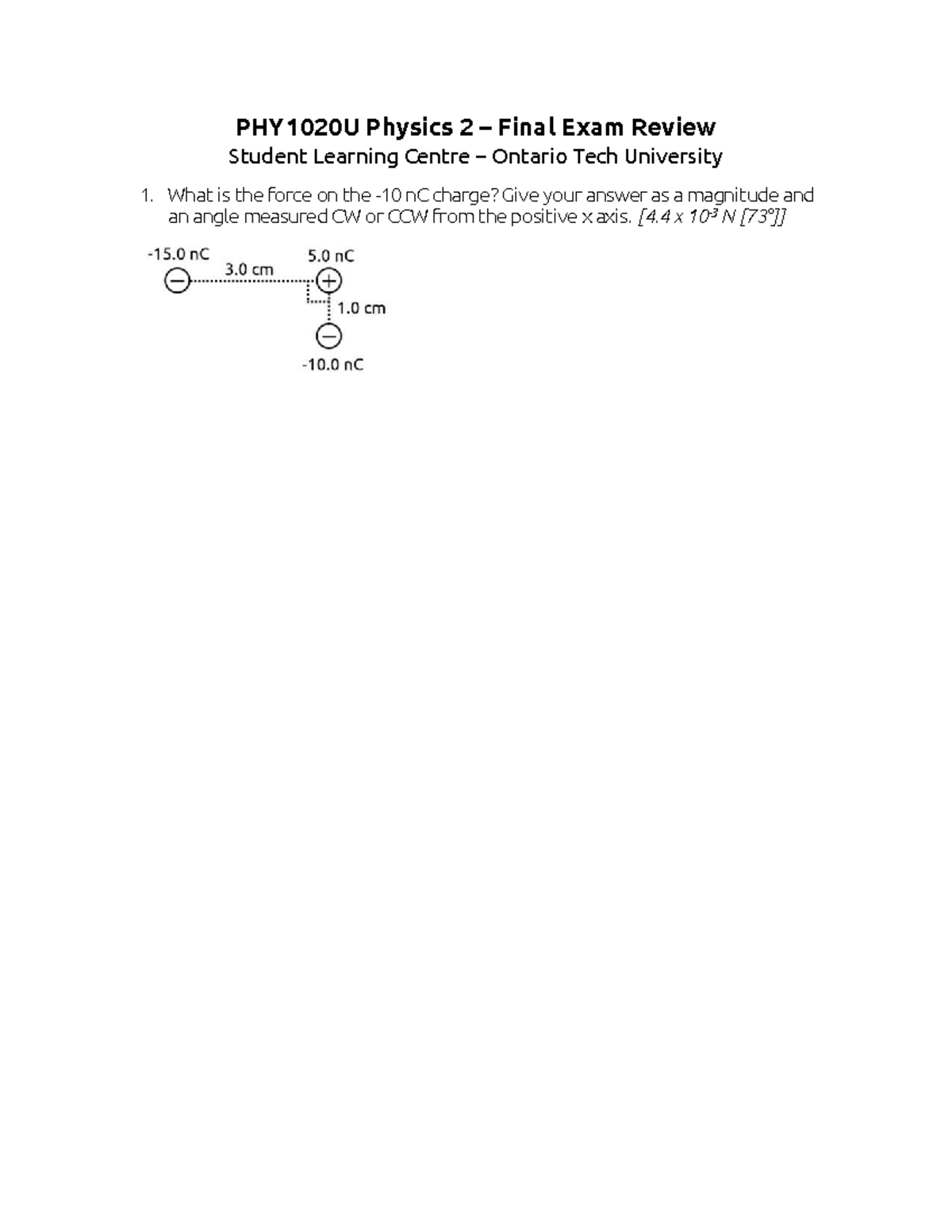PHY1020U Physics 2 Final Exam Review - 2026 Edition - Studocu