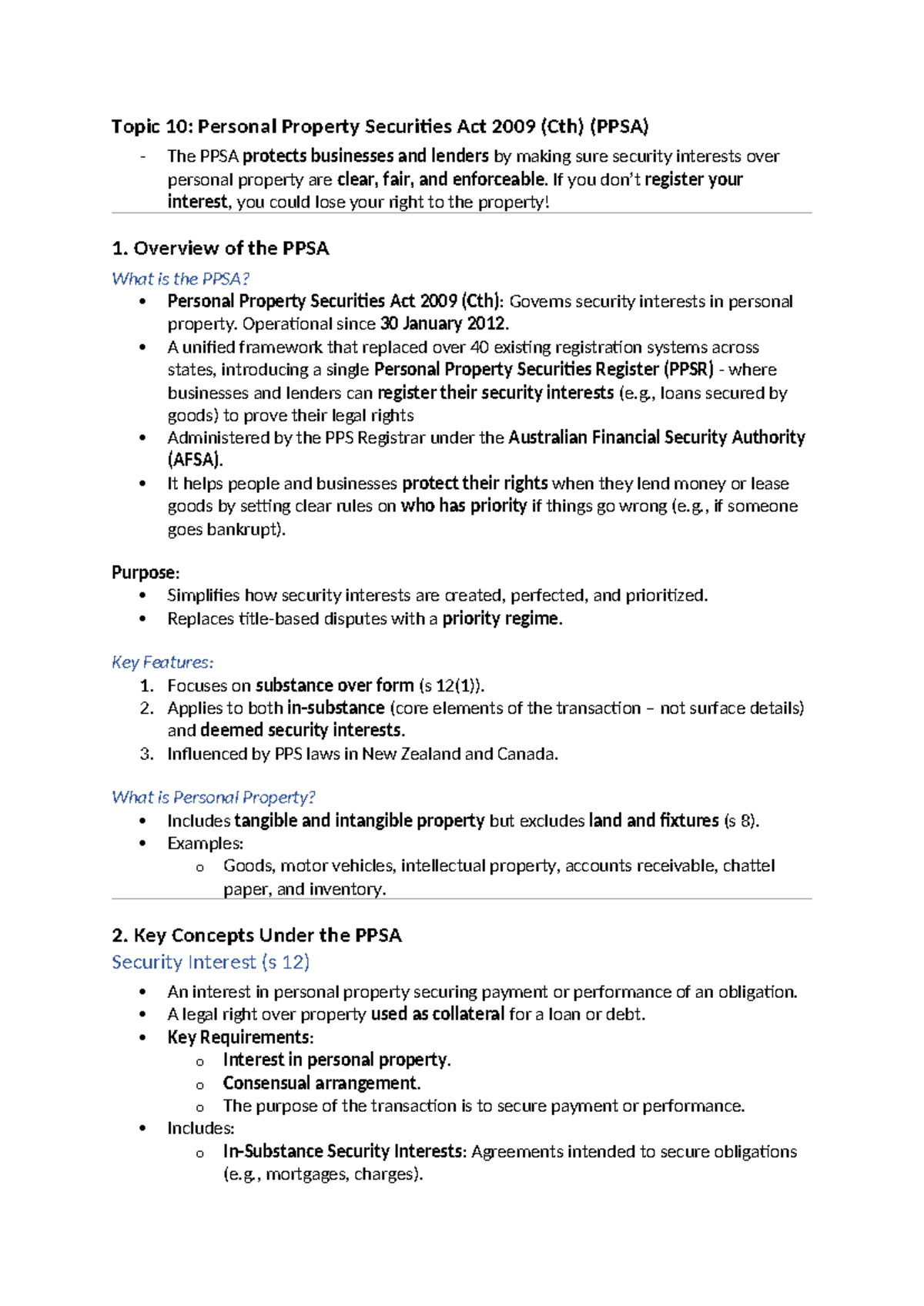 PPSA Part 1 Overview: Key Concepts & Principles Explained - Studocu