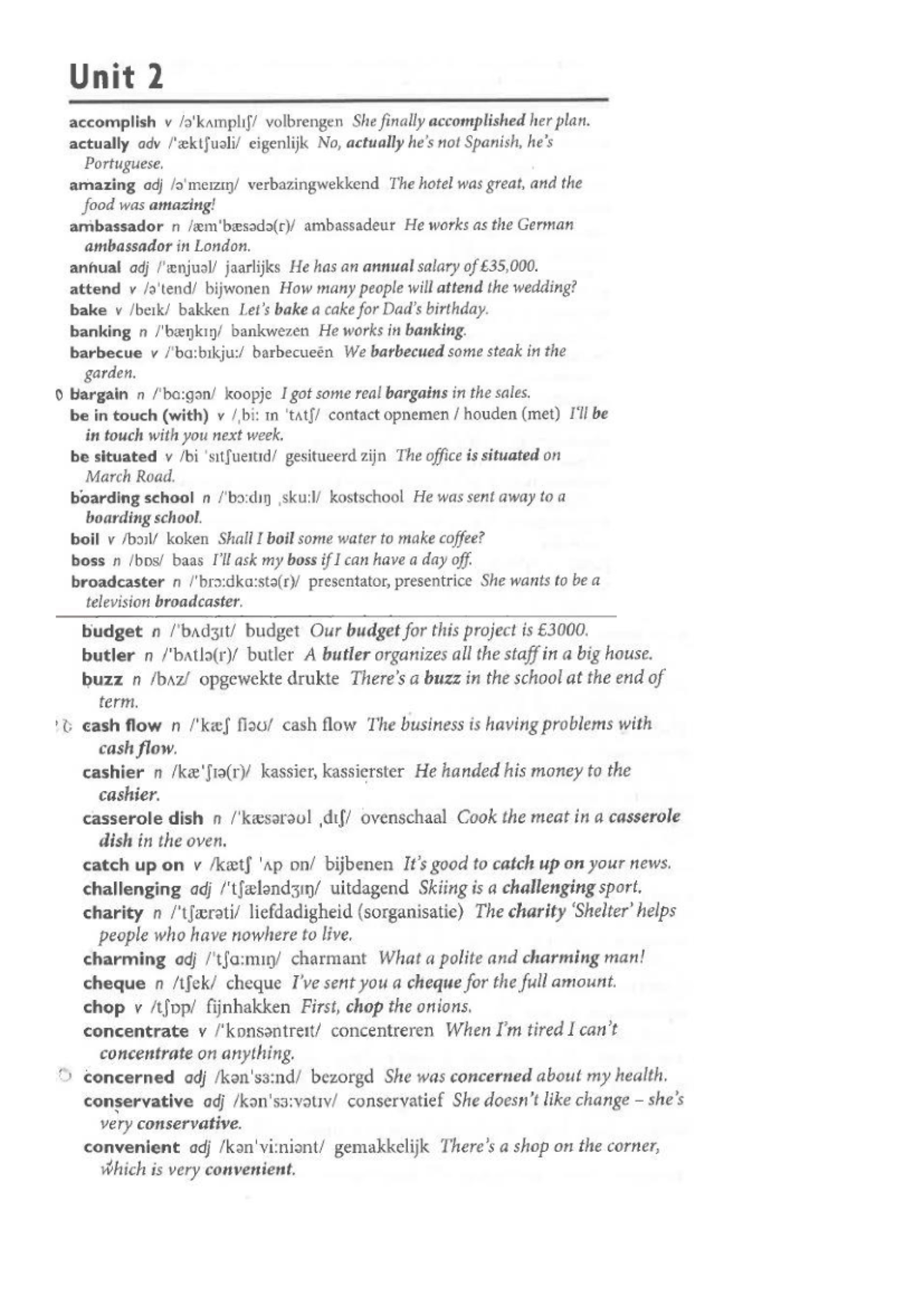 TT2 Unit 2 Vocabulary Study Guide: Key Terms and Definitions - Studeersnel