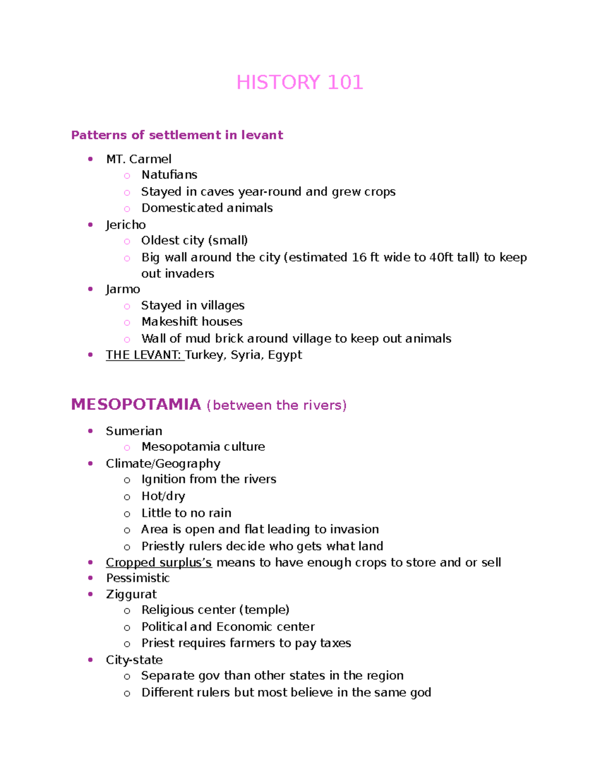 Midterm Study Guide: Key Topics in History 101 for Course ABC 101 - Studocu